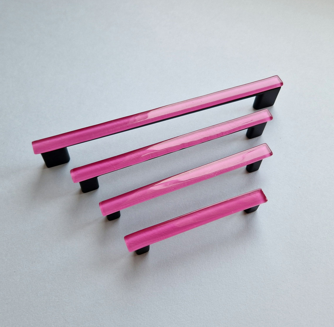 Matte Pink Glass Pull. Artistic Fuchsia Pink Furniture Glass Pull - 00--