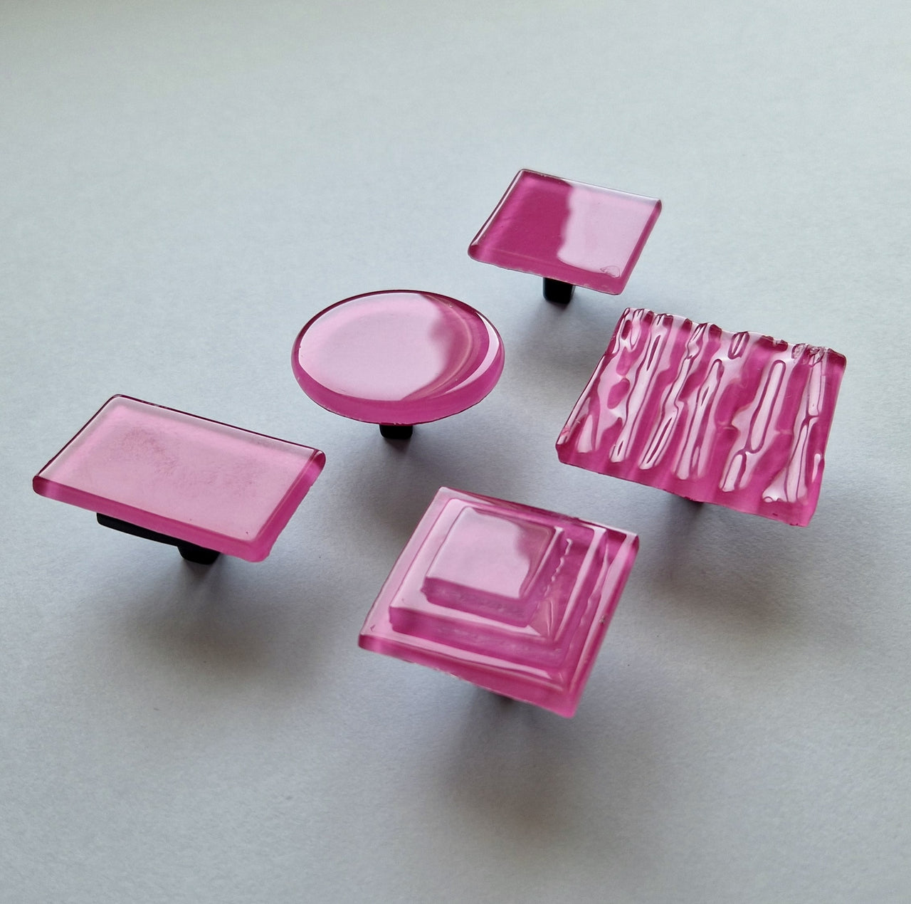 Matte Pink Accent Glass Knob. Fuchsia Pink Glass Knob - 00--