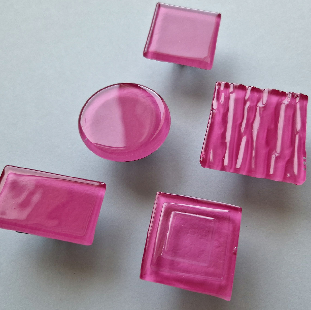 Matte Pink Accent Glass Knob. Fuchsia Pink Glass Knob - 00--
