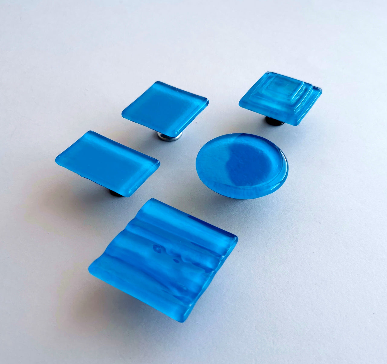 Azure Fused Glass Knob. Artistic Deep Blue Furniture Glass Knob - 0046
