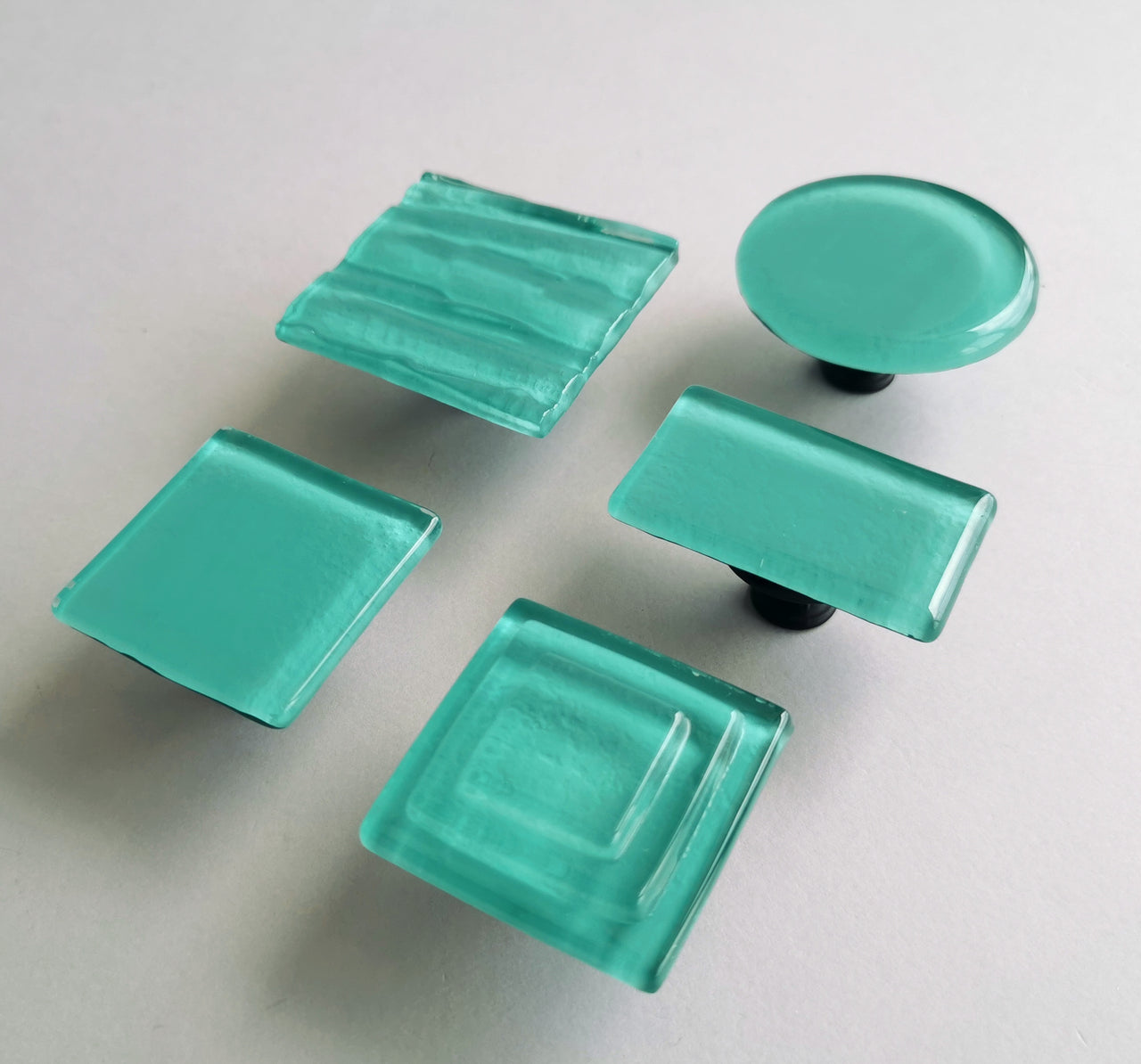 Tender Matte Mint Accent Glass Knob. Artistic Matte Mint Furniture Glass Knob - 0032