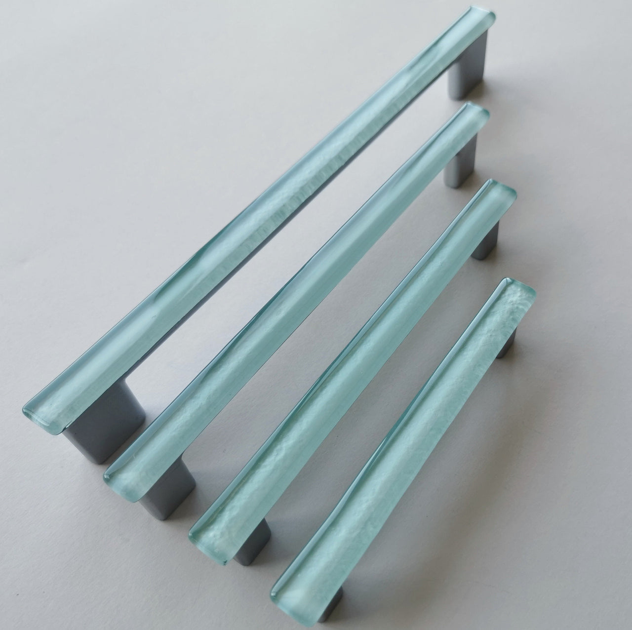 Chinchilla Grey Glass Pull. Artistic Grey Furniture Glass Pull - 0035