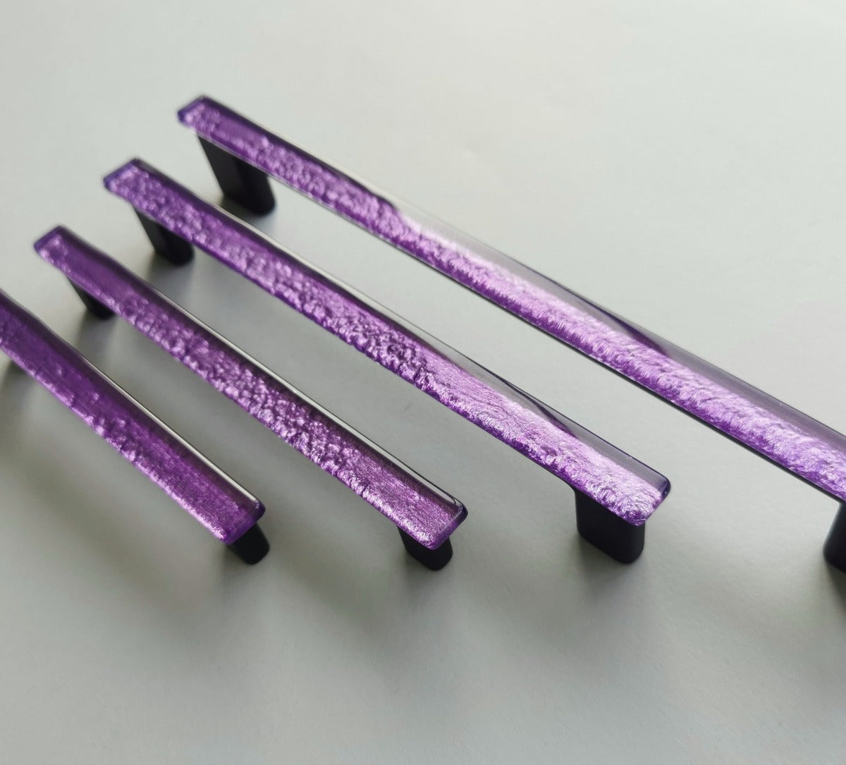 Bright Purple Glass Pull. Artistic Sparkle Purple Furniture Glass Pull - 0015