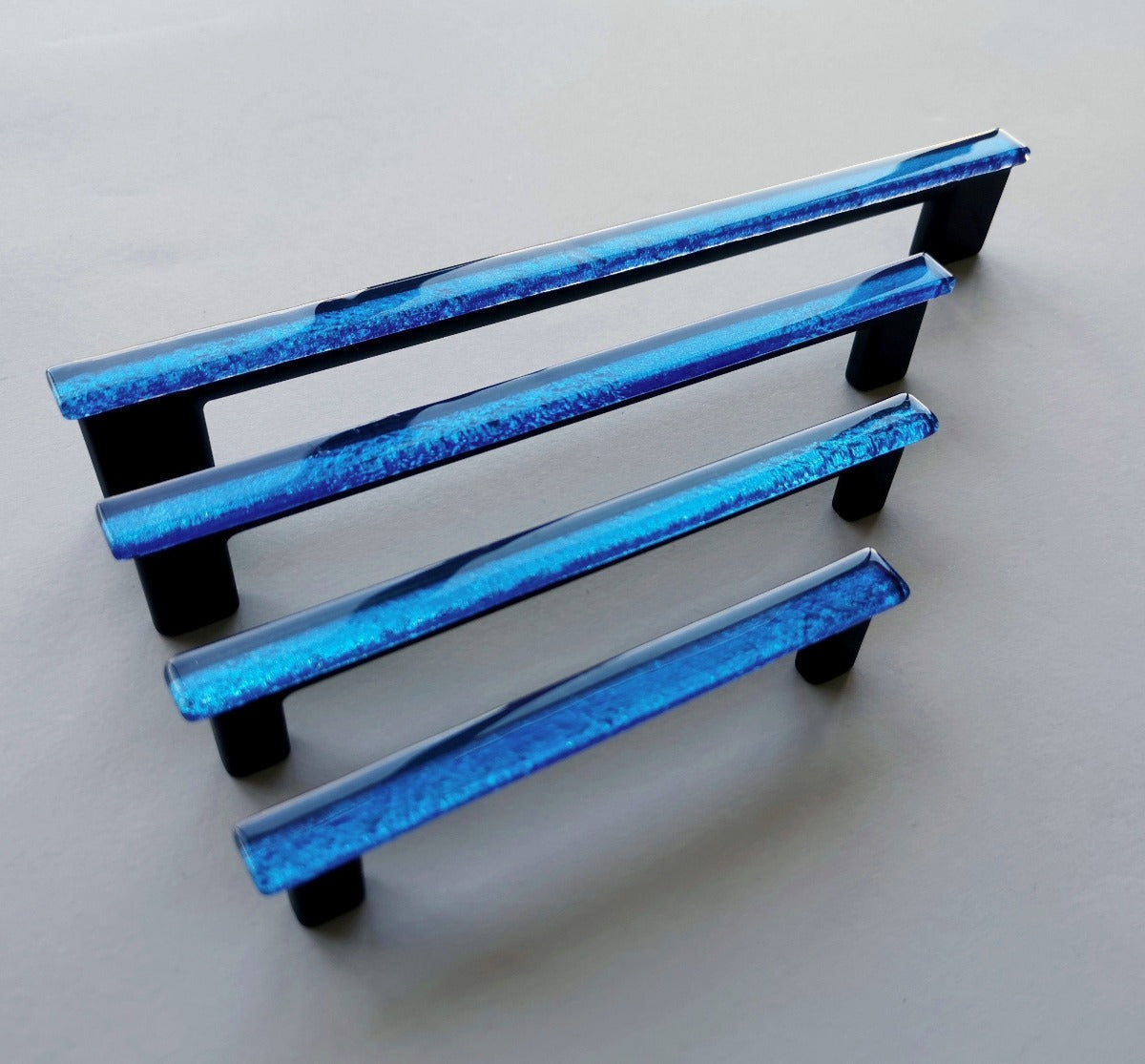 Cobalt Blue Glass Pull. Artistic Bright Blue Furniture Glass Pull - 0021