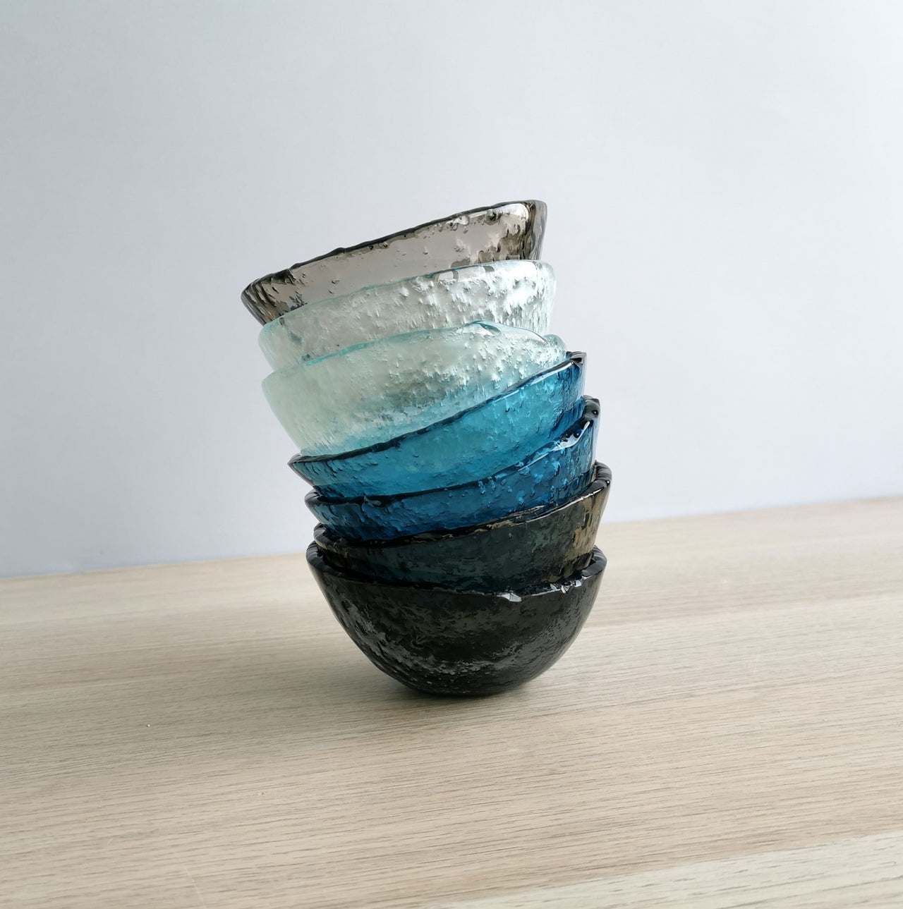 Vanilla Minimalist Sky Blue Glass Bowl. Small Blue Glass Deep Sauce Bowl - 4 1/8" (10,5cm.)