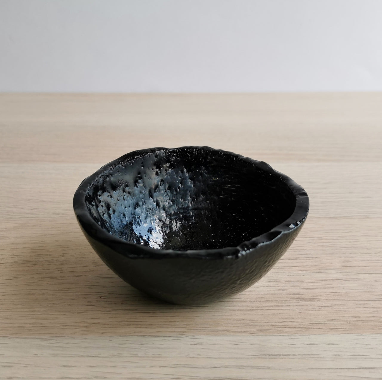Vanilla Minimalist Black Glass Bowl. Small Black Glass Deep Sauce Bowl - 4 1/8" (10,5cm.)