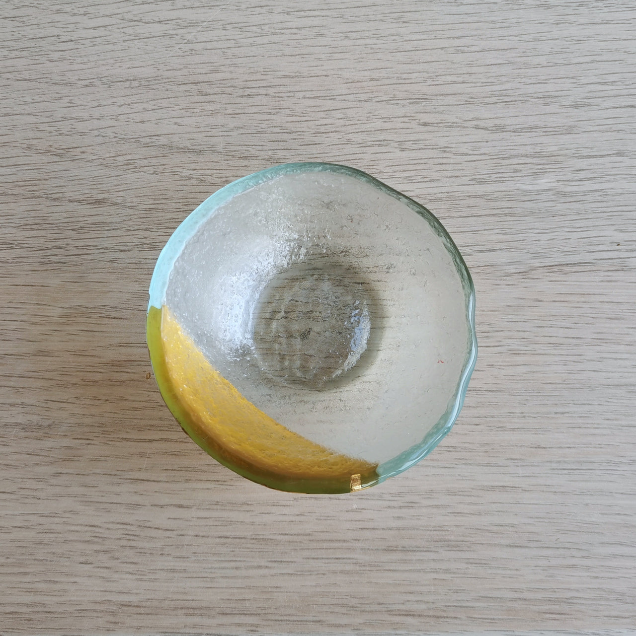 Merry Minimalist Transparent&Gold Glass Bowl. Small Transparent&Gold Glass Soy Sauce Bowl - 3 1/8" (8cm.)
