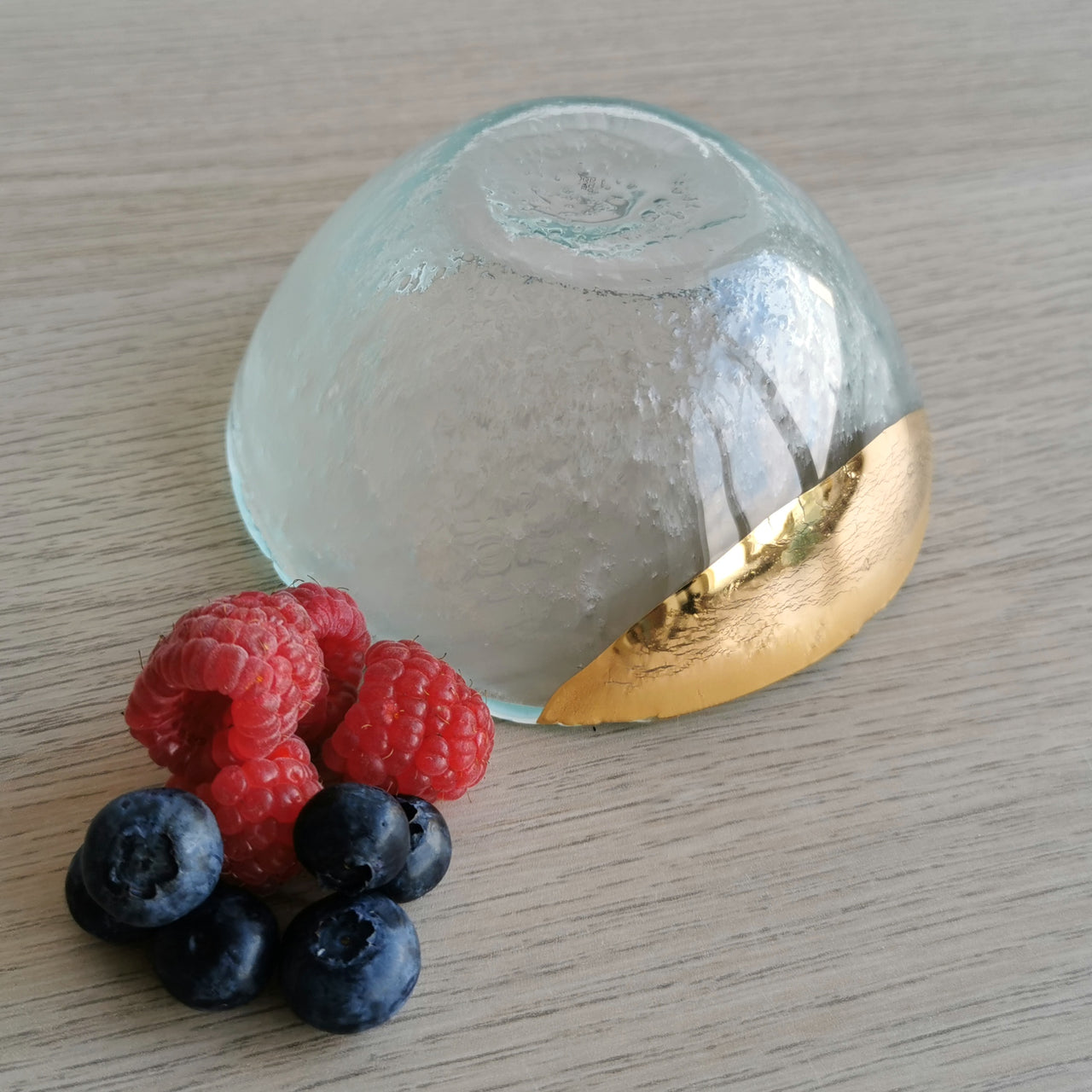 Vanilla Minimalist Transparent&Gold Glass Bowl. Small Transparent&Gold Glass Deep Sauce Bowl - 4 1/8" (10,5cm.)