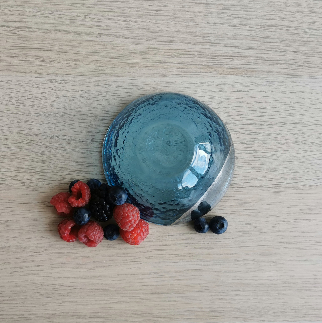 Vanilla Minimalist Sky Blue&Platinum Glass Bowl. Small Blue&Platinum Glass Deep Sauce Bowl - 4 1/8" (10,5cm.)