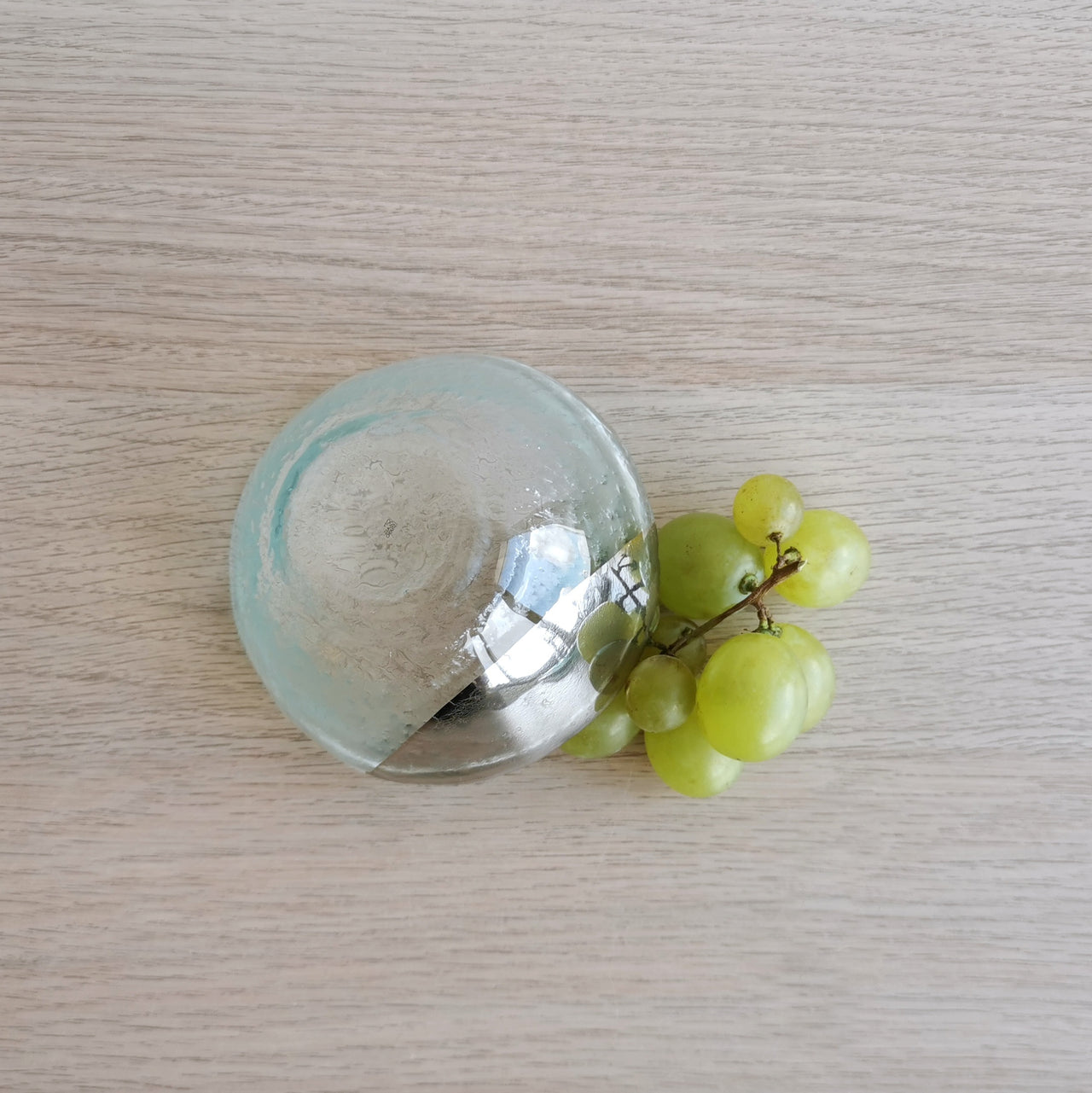 Vanilla Minimalist Transparent&Platinum Glass Bowl. Small Transparent&Platinum Glass Deep Sauce Bowl - 4 1/8" (10,5cm.)
