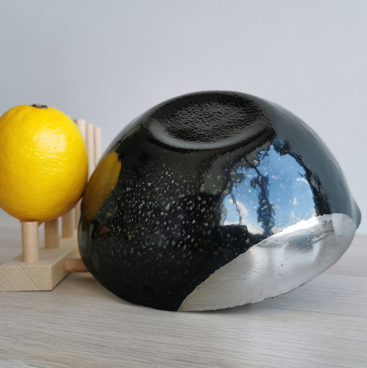 Merry Minimalist Black&Platinum Glass Bowl. Black&Platinum Glass Soup Bowl - 6 7/8" (17,5cm.)