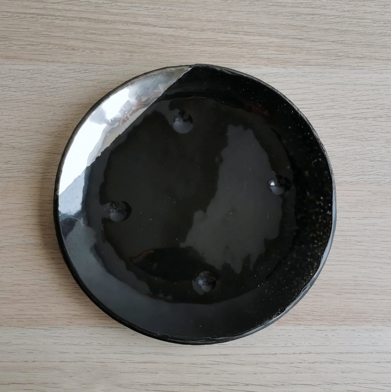Merry Minimalist Black&Platinum Glass Dessert Plate. Sky Black&Platinum Glass Plate - 8 1/4" (21cm.)