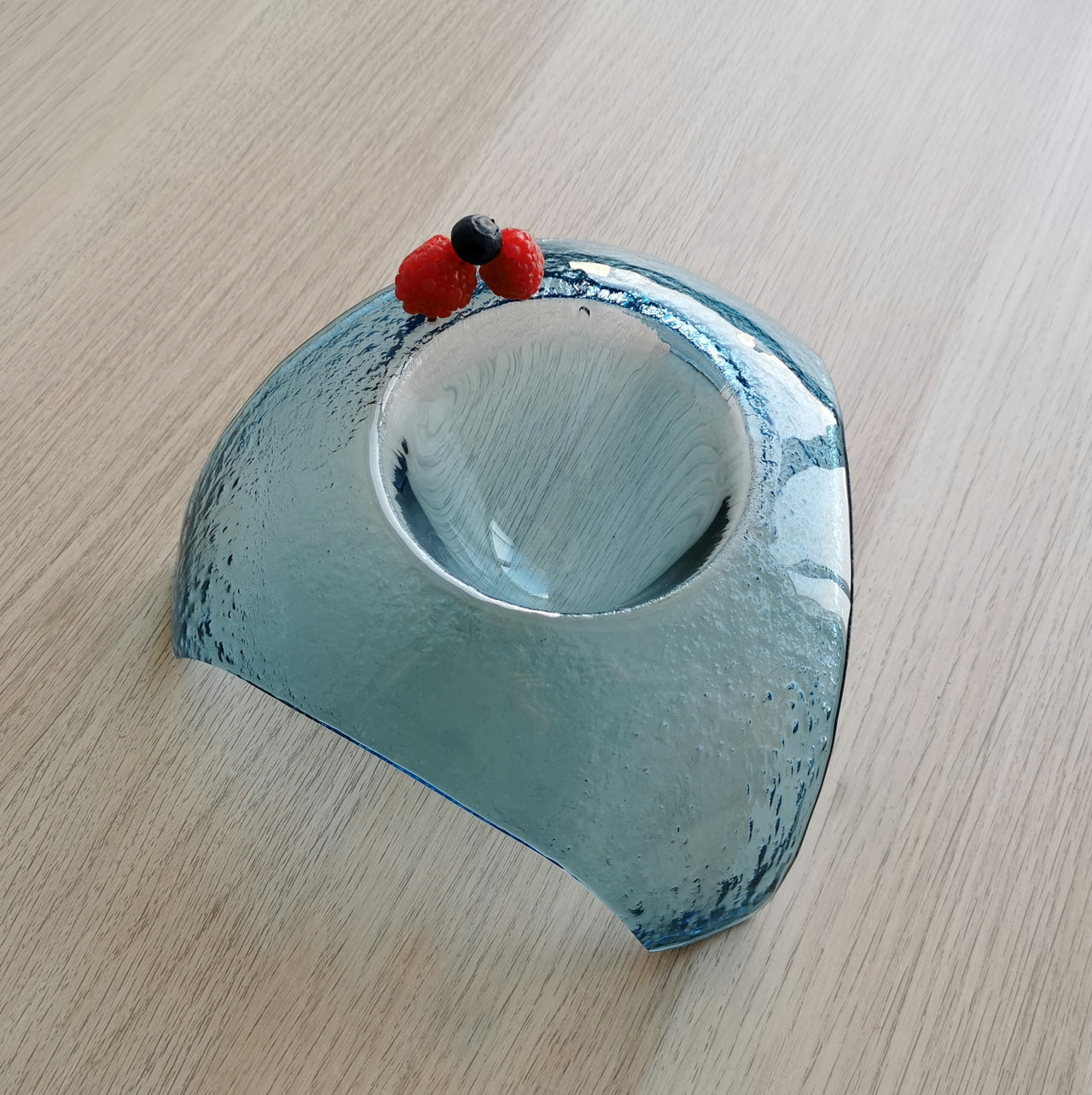 SOL Minimalist Sky Blue Glass Bowl. Artistic One Of A Kind Glass Bowl - 3 15/16" (10cm.)