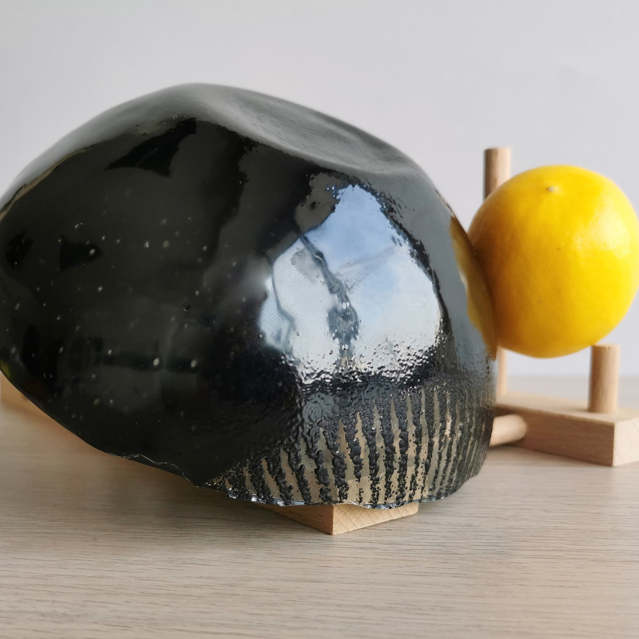 Merry Minimalist Black&Stripes Glass Bowl. Black&Stripes Glass Soup Bowl - 6 7/8" (17,5cm.)