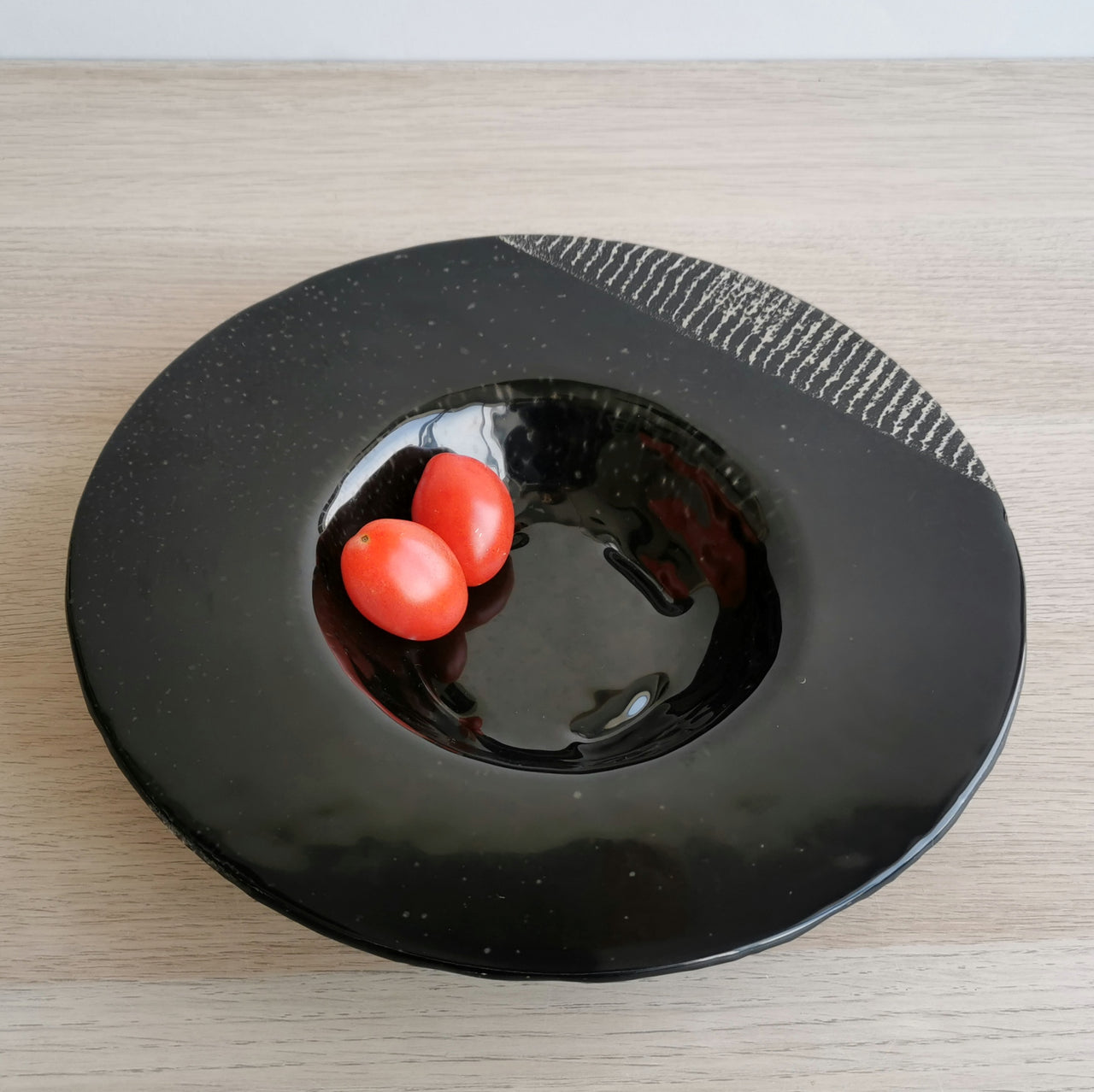 City Minimalist Black&Stripes Glass Bowl. Black&Stripes Glass Shifted Center Pasta Bowl - 10 5/8" (27cm.)