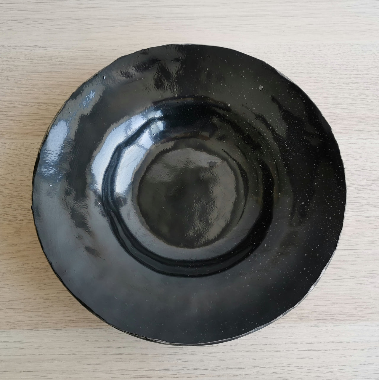 Pasta Minimalist Black Glass Bowl. Black Glass Pasta Bowl - 11 7/16" (29cm.)