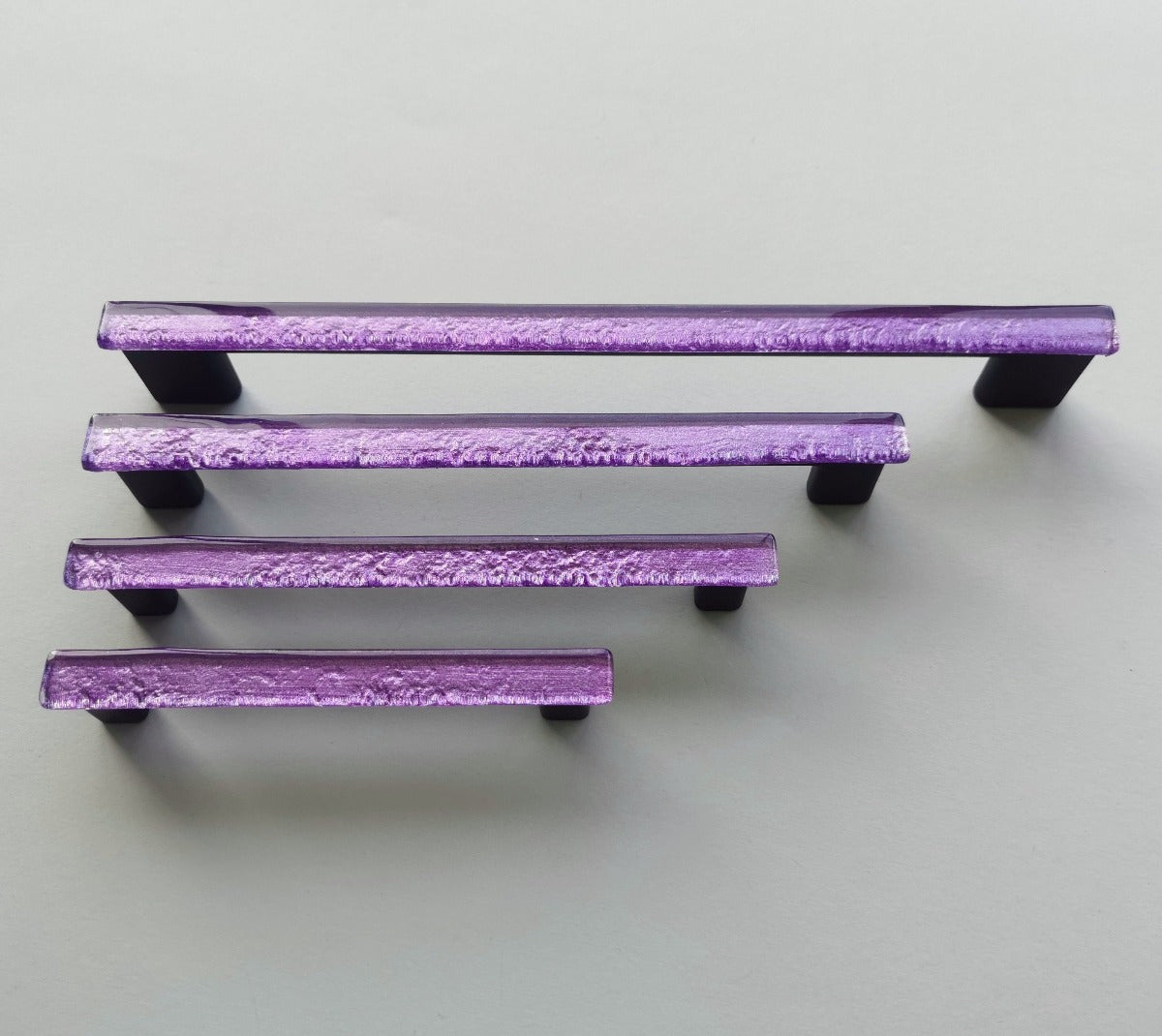Bright Purple Glass Pull. Artistic Sparkle Purple Furniture Glass Pull - 0015