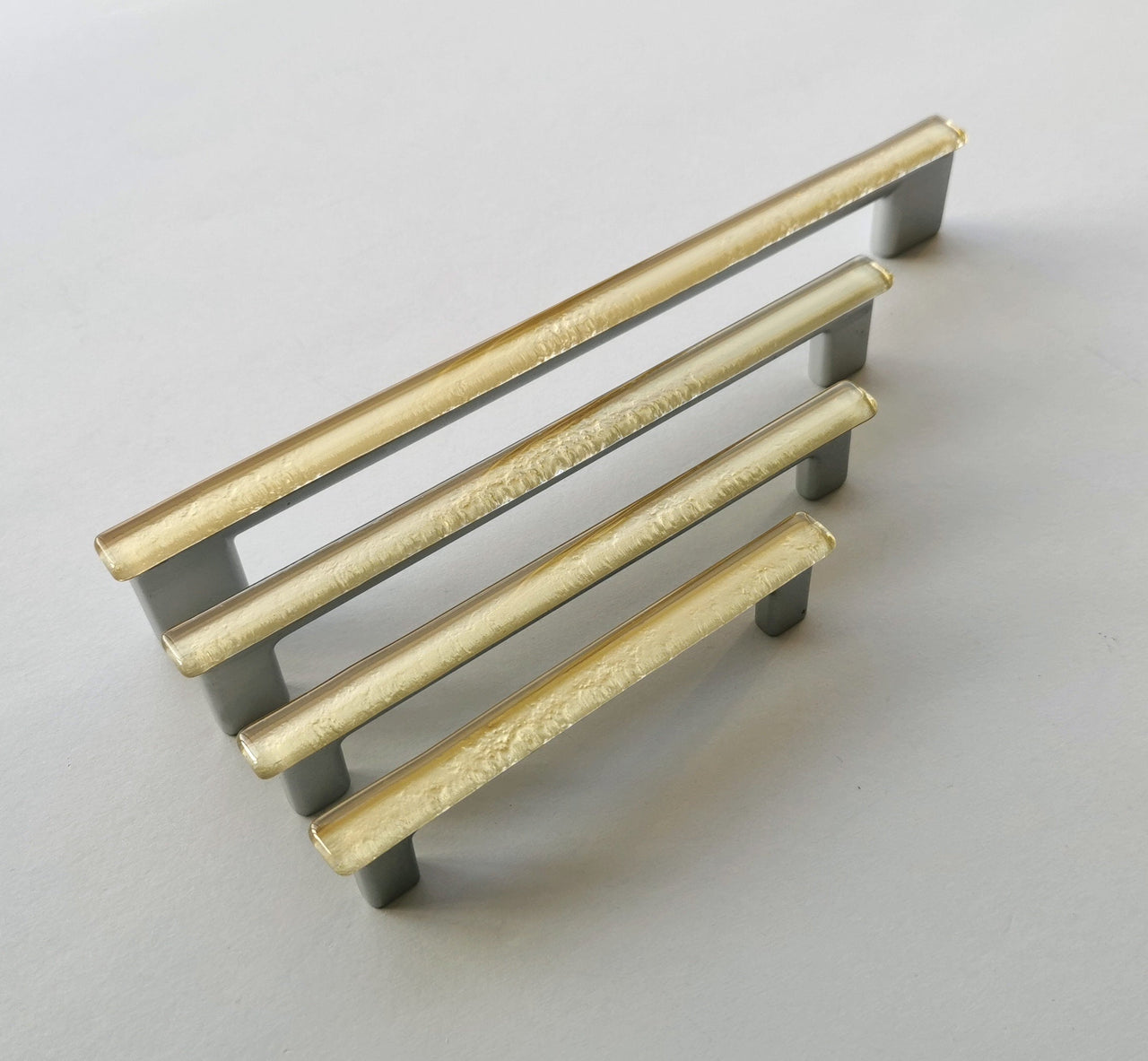 Modern Pale Gold Fused Glass Pull. Light Gold Color Glass Pull - 0013