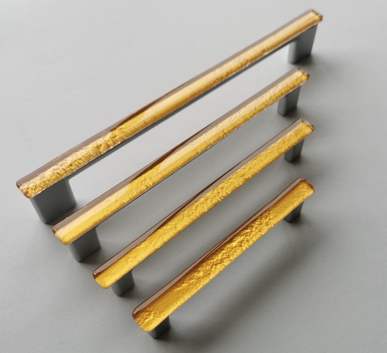 Modern Classic Gold Fused Glass Pull. Gold Color Glass Pull - 0003