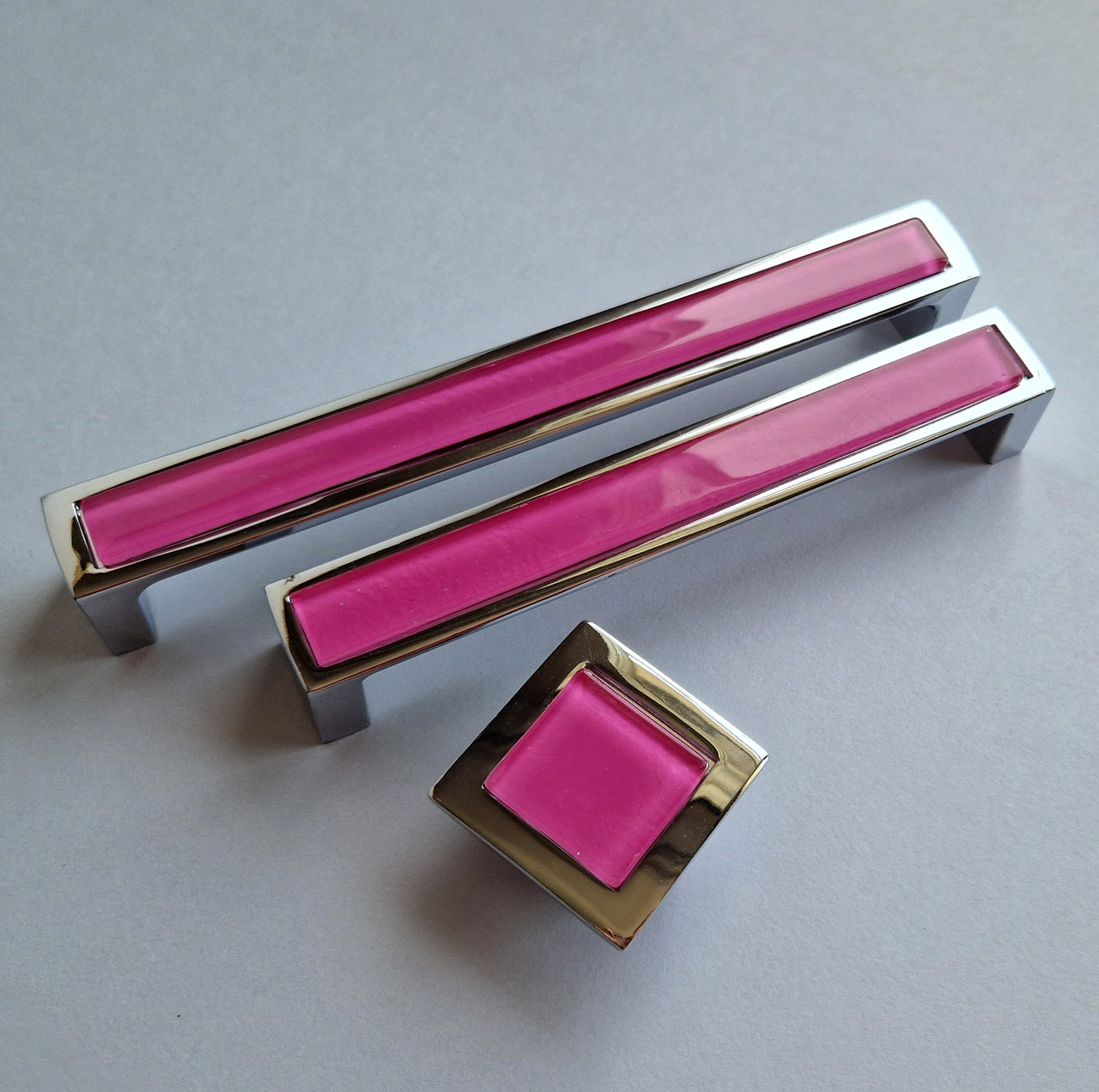 Modern Matte Pink Fused Glass Pop-up Pull/Knob. Pop-up Glass Handles - 00--