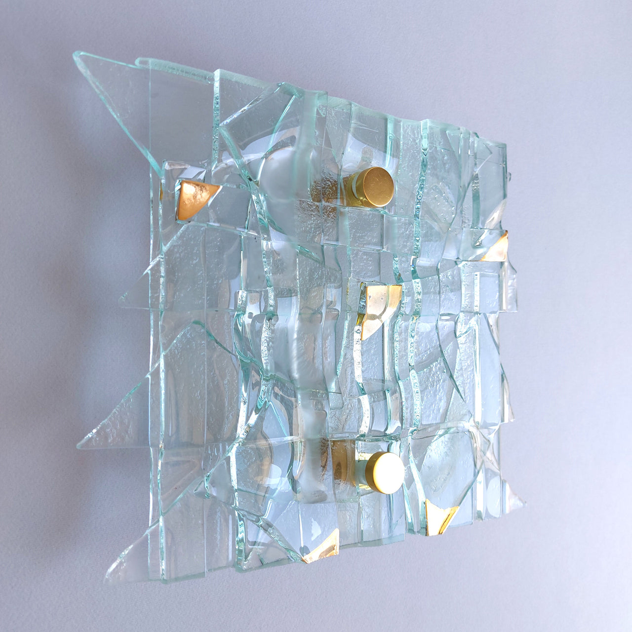 Fused Clear Glass Wall Art Panel With Gold. Detailed Glass Wall Panel. Modern Glass Wall Art. Original Glass Art. Artistic Glass Art. Box 14