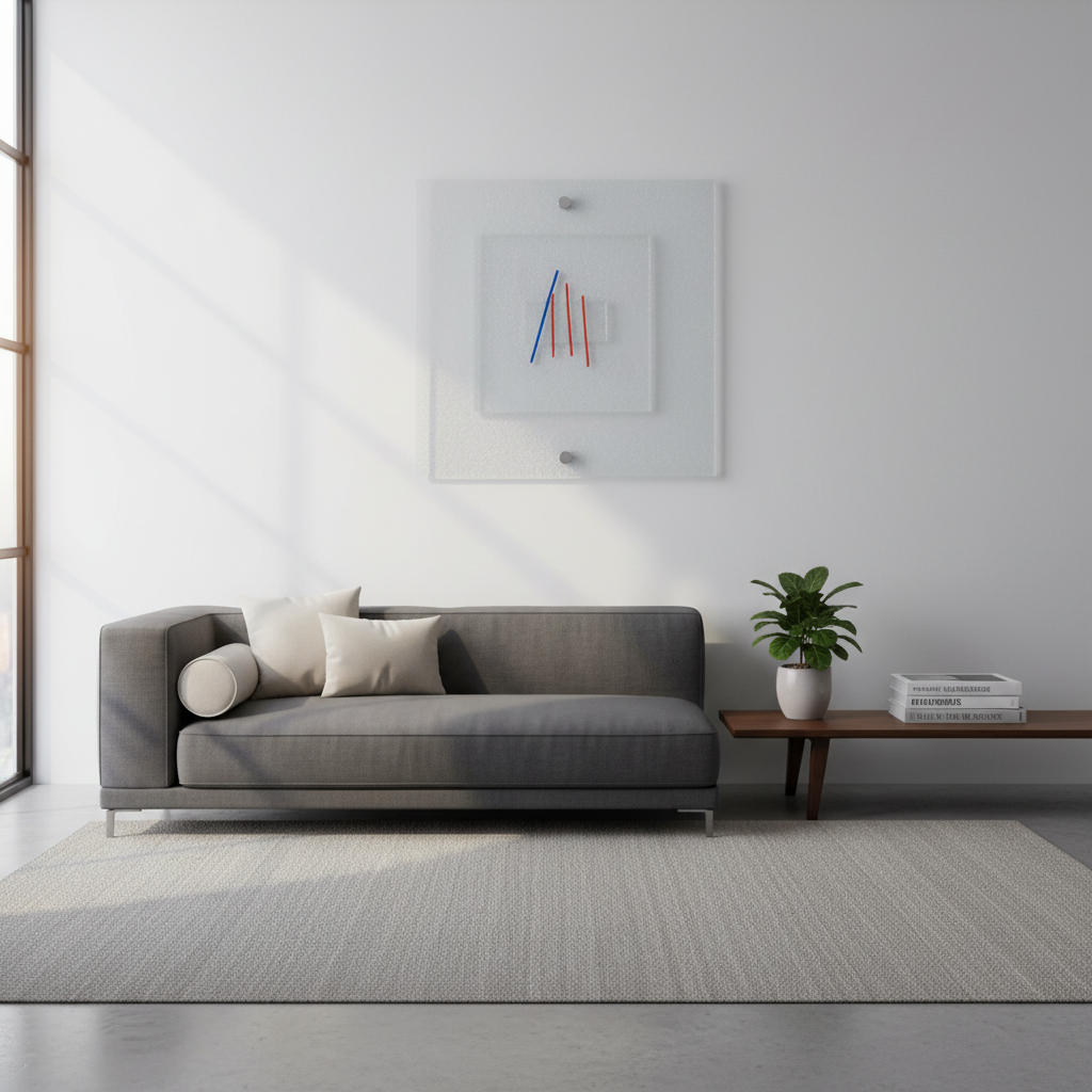 Artistic Clear Fused Glass Wall Art Panel. Square Detailed Glass Wall Panel. Modern Glass Wall Art. Original Artistic Glass Art. Quadro 18