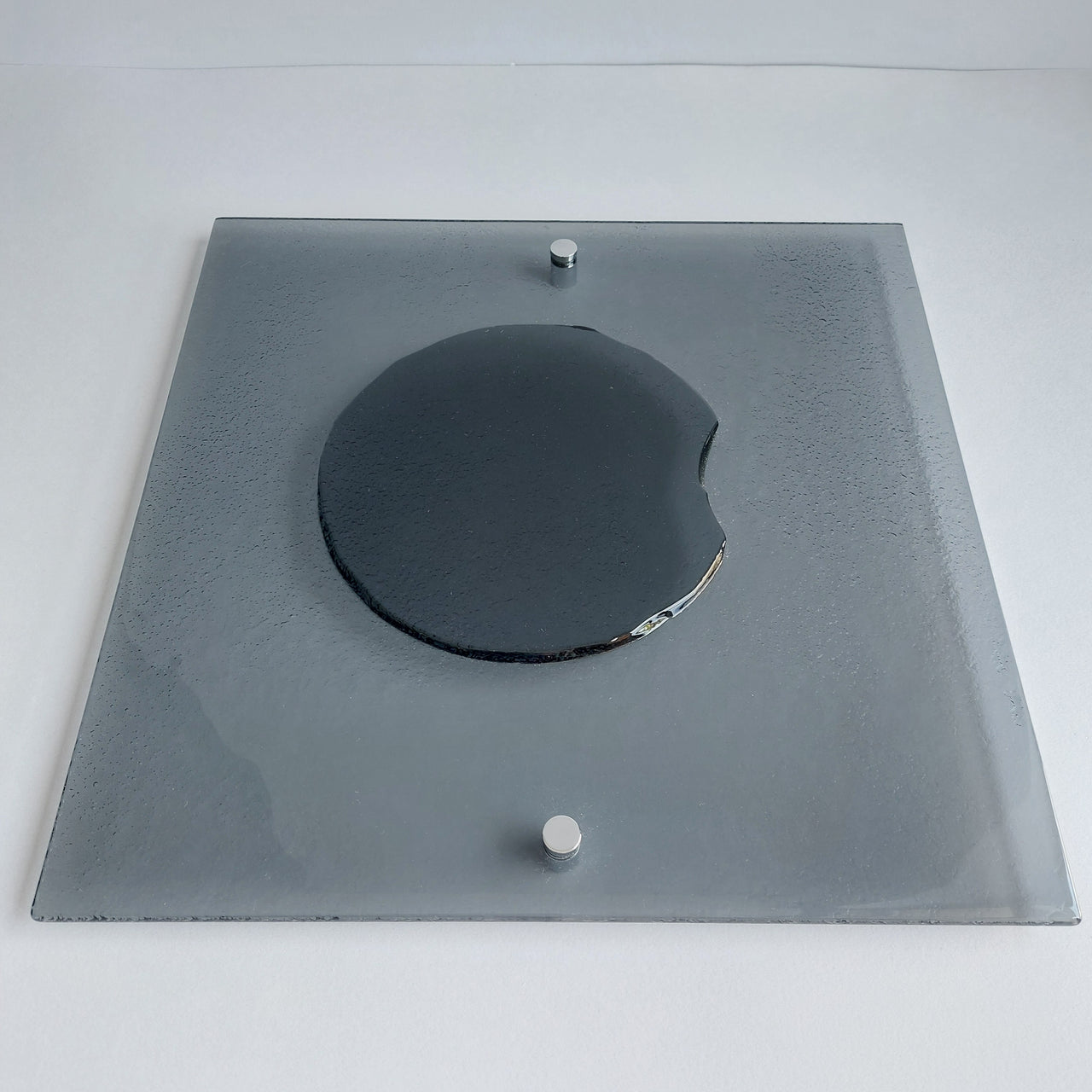 Artistic Grey Fused Glass Wall Art Panel. Square Detailed Glass Wall Panel. Modern Glass Wall Art. Original Artistic Glass Art. Quadro 20