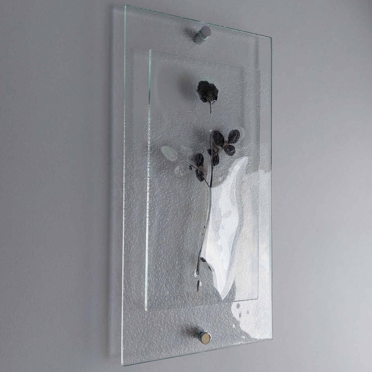 Artistic Fused Clear Glass Wall Art Panel.  Modern Glass Wall Art. Original Artistic Glass Wall Art. Quadro 24
