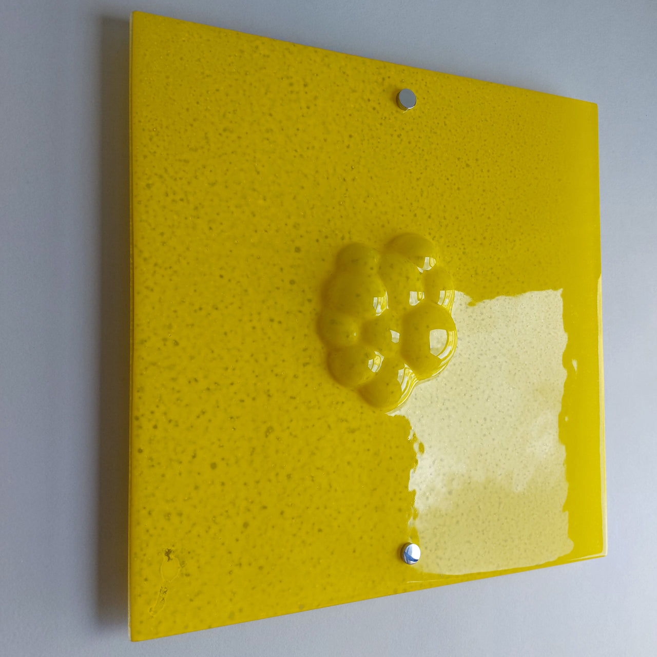 Artistic Fused Yellow Glass Wall Art Panel.  Modern Glass Wall Art. Original Artistic Glass Wall Art. Quadro 22
