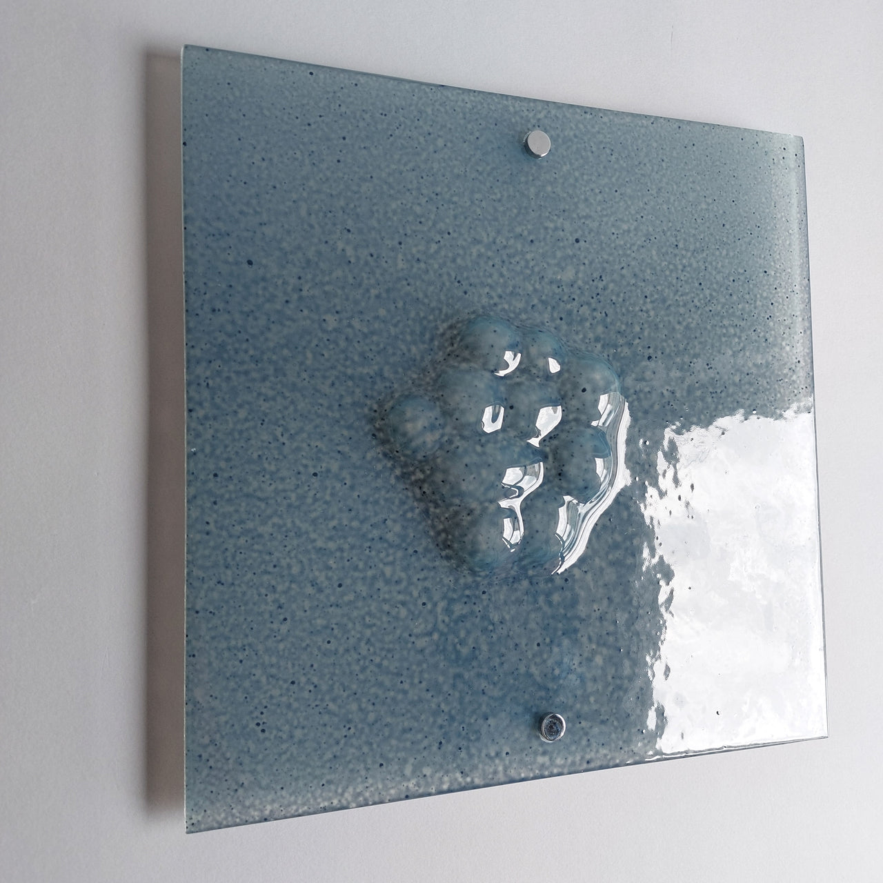 Artistic Fused Grey Glass Wall Art Panel. Modern Glass Wall Art. Original Artistic Glass Wall Art. Quadro 23