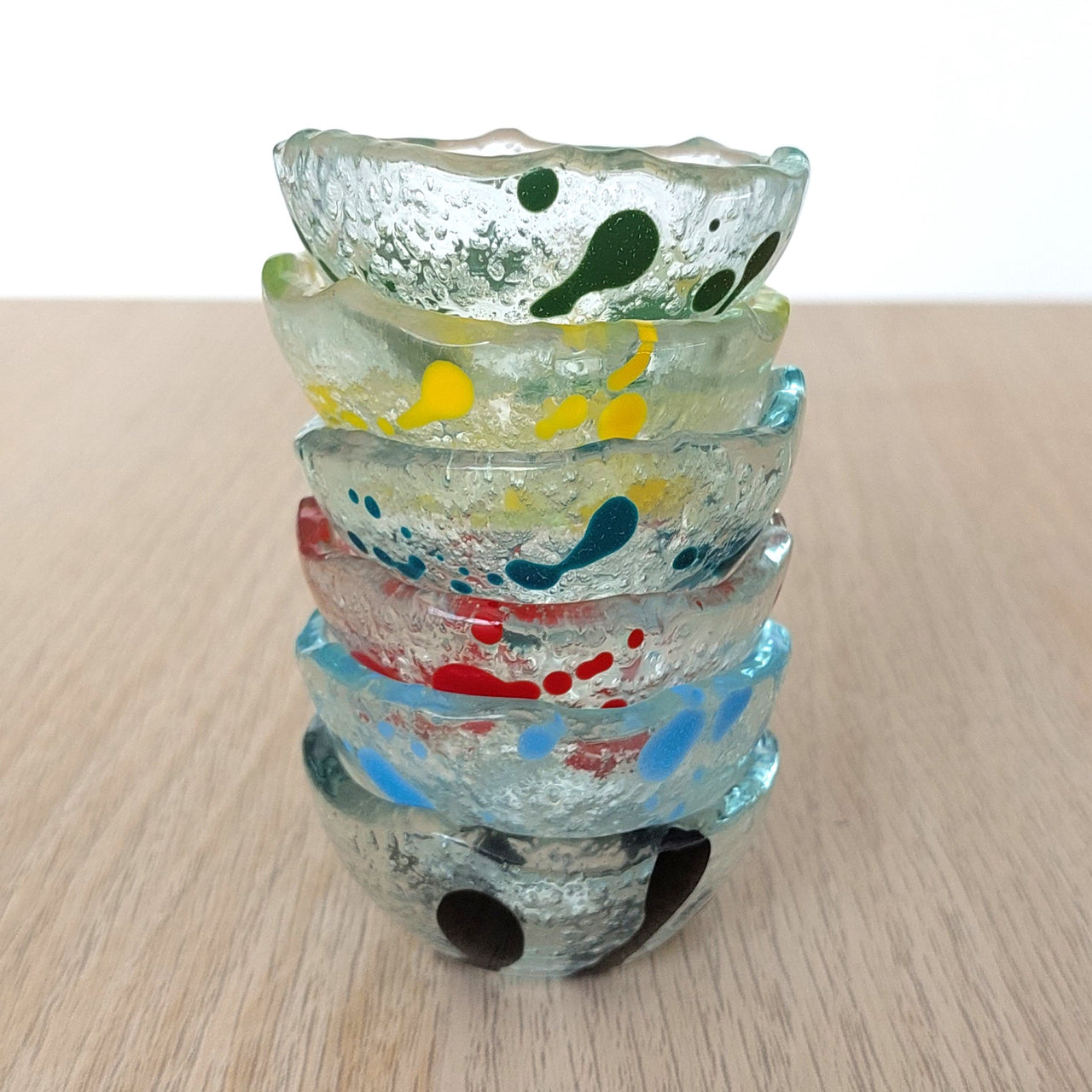 Set of 25/50/100 Fused Glass Small Bowls . Tiny Olive Oil Glass Bowls.