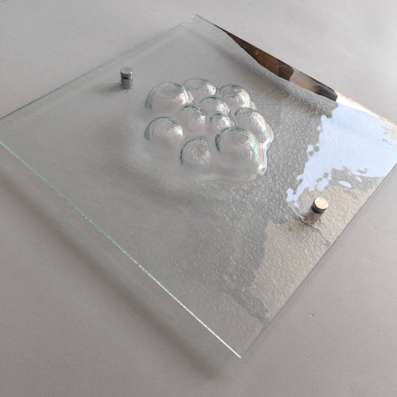 Artistic Fused Clear Glass Wall Art Panel With Platinum. Modern Glass Wall Art. Original Artistic Glass Wall Art. Quadro 21