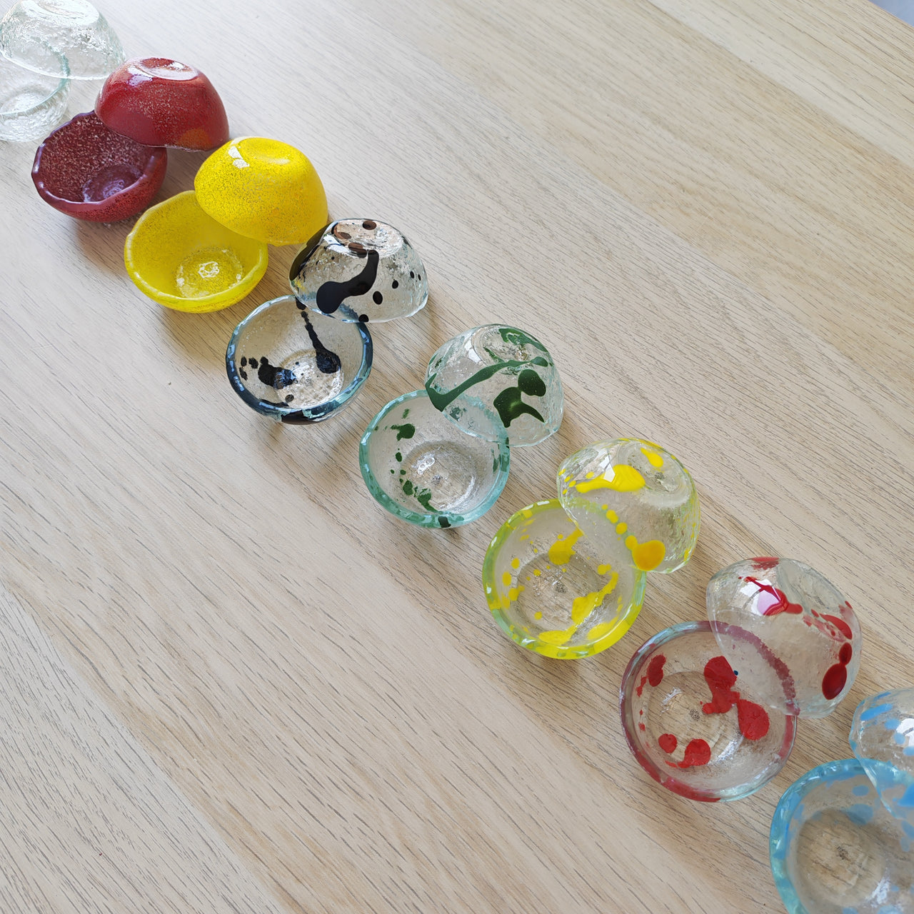 Set of 25/50/100 Fused Glass Small Bowls . Tiny Olive Oil Glass Bowls.