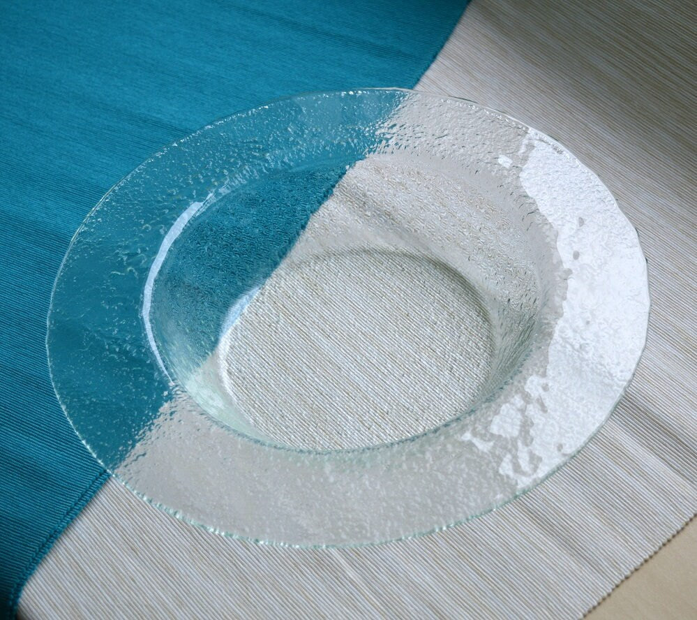Modern Minimalist Fused Glass Fruit Bowl. Centerpiece Fruit Bowl. Mininalist Glass Bowl. Clear Glass Salad Bowl. Designer Glass Bowl