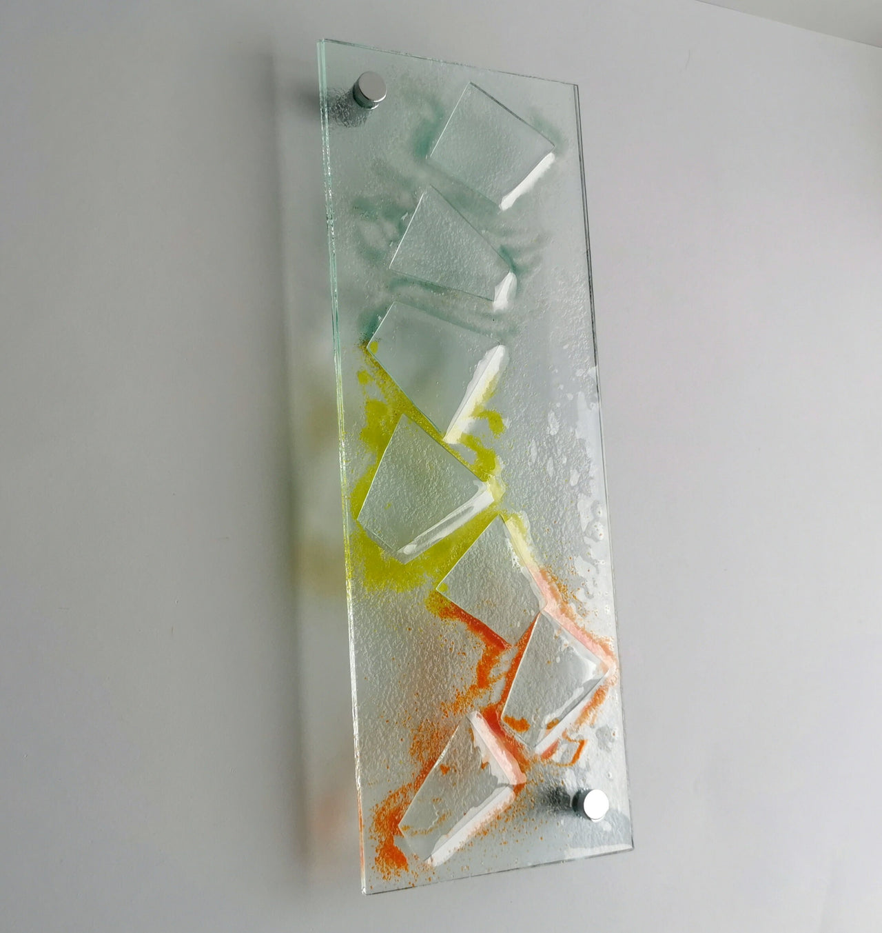 Artistic Fused Glass Wall Art Panel. Color Detailed Glass Wall Panel. Geometric Modern Glass Wall Art. Original Artistic Wall Art. Quadro 10