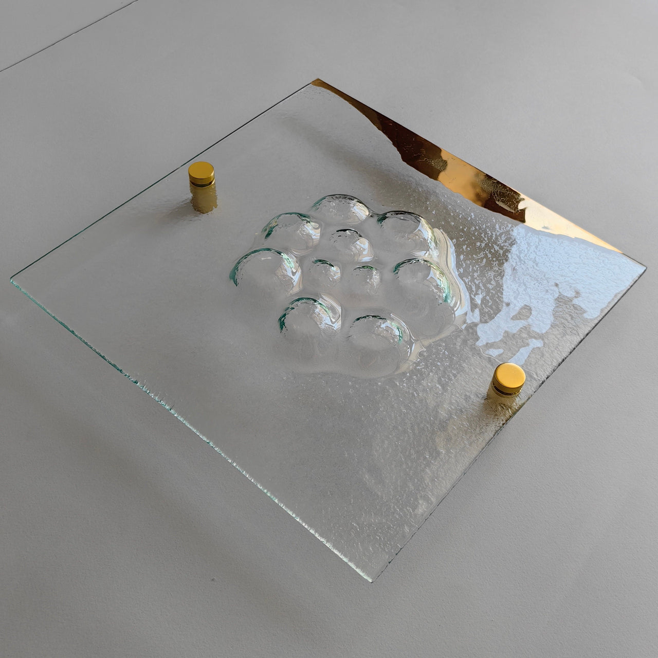 Artistic Fused Clear Glass Wall Art Panel With Gold.  Modern Glass Wall Art. Original Artistic Glass Wall Art. Quadro 13