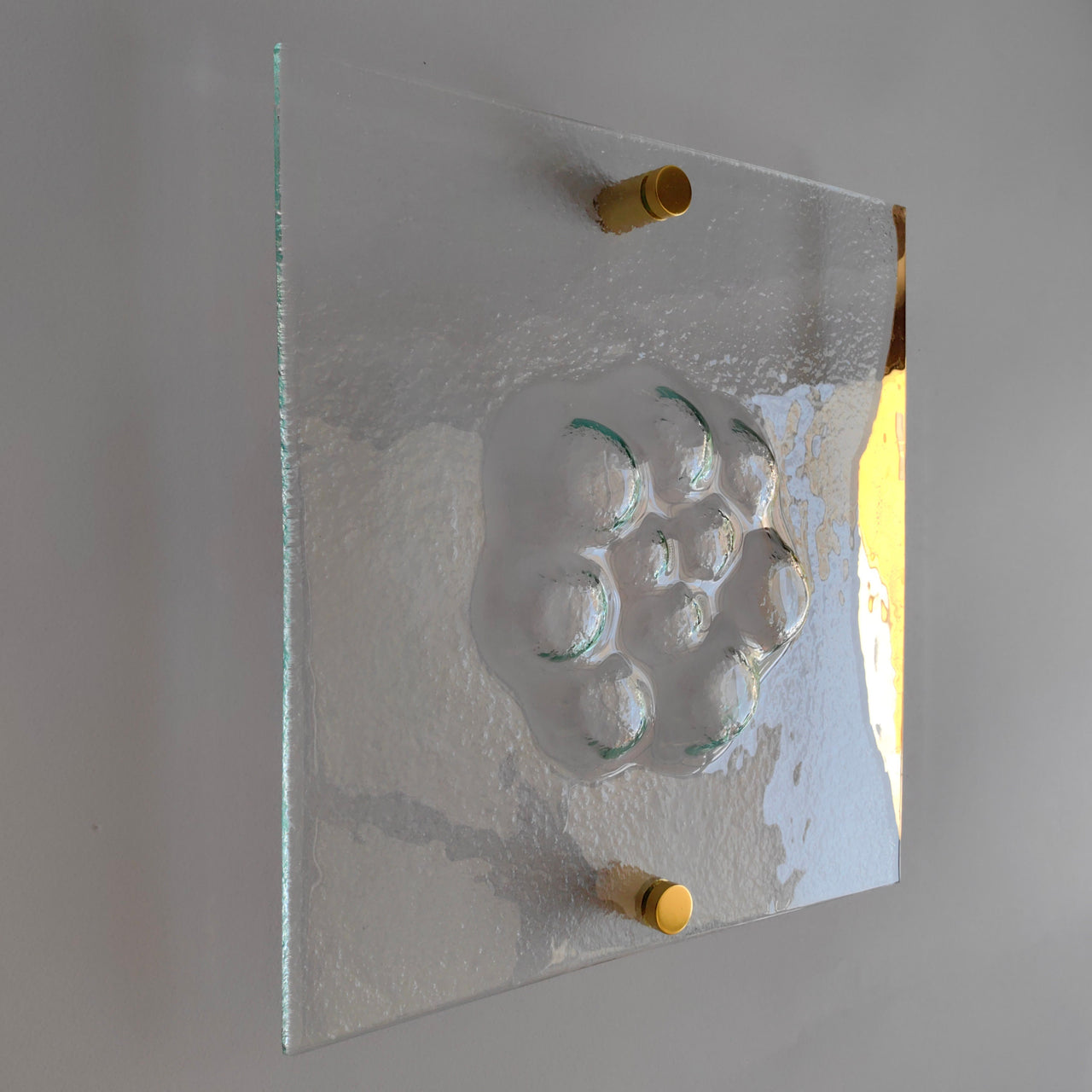 Artistic Fused Clear Glass Wall Art Panel With Gold.  Modern Glass Wall Art. Original Artistic Glass Wall Art. Quadro 13