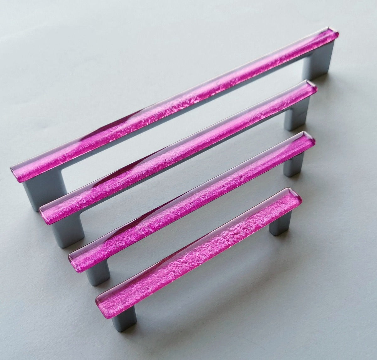 Bright Pink Glass Pull. Artistic Fuchsia Furniture Glass Pull - 0022