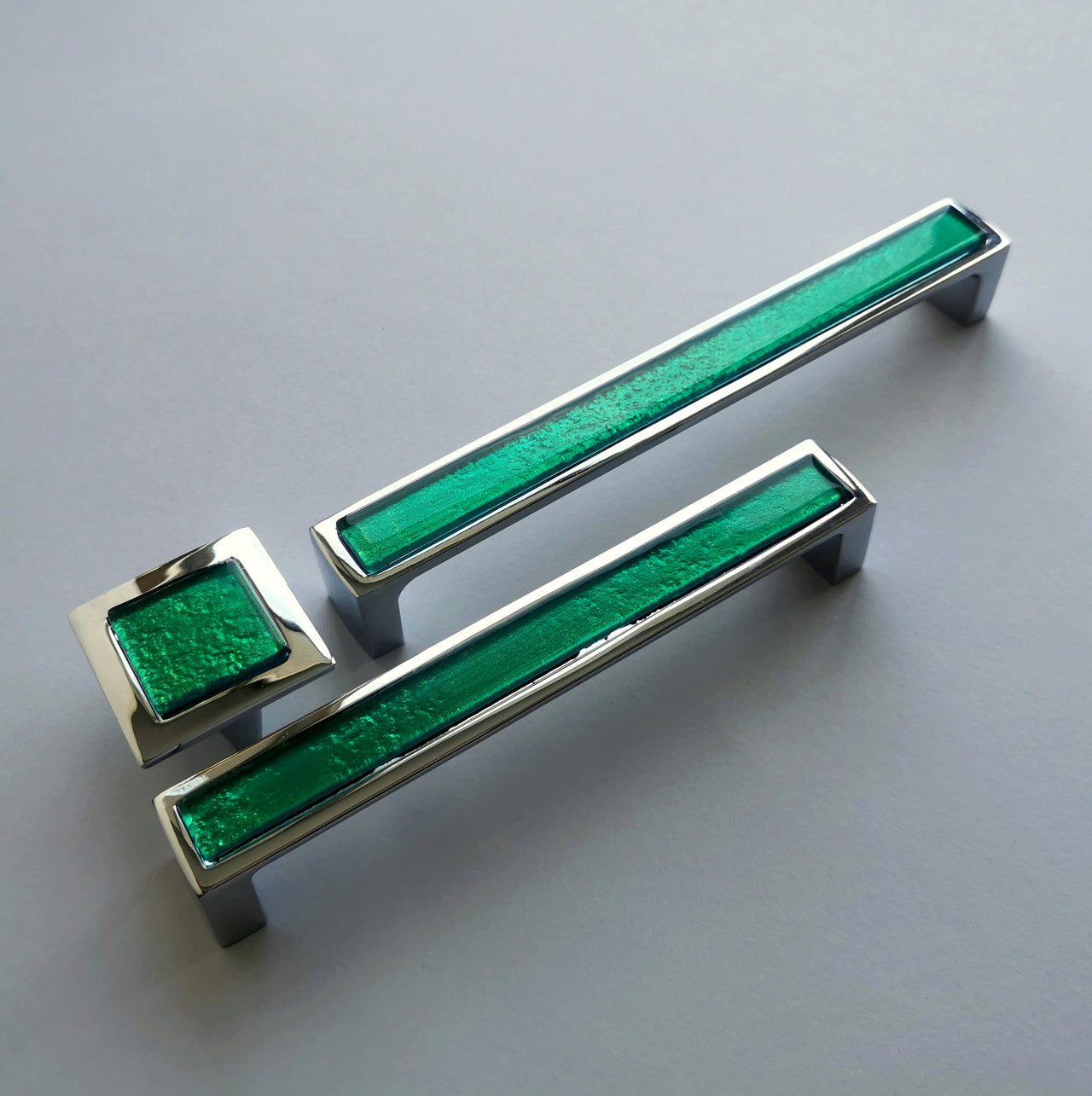 Modern Jade Green Glass Pop-up Pull/Knob. Pop-up Glass Handles - 0018