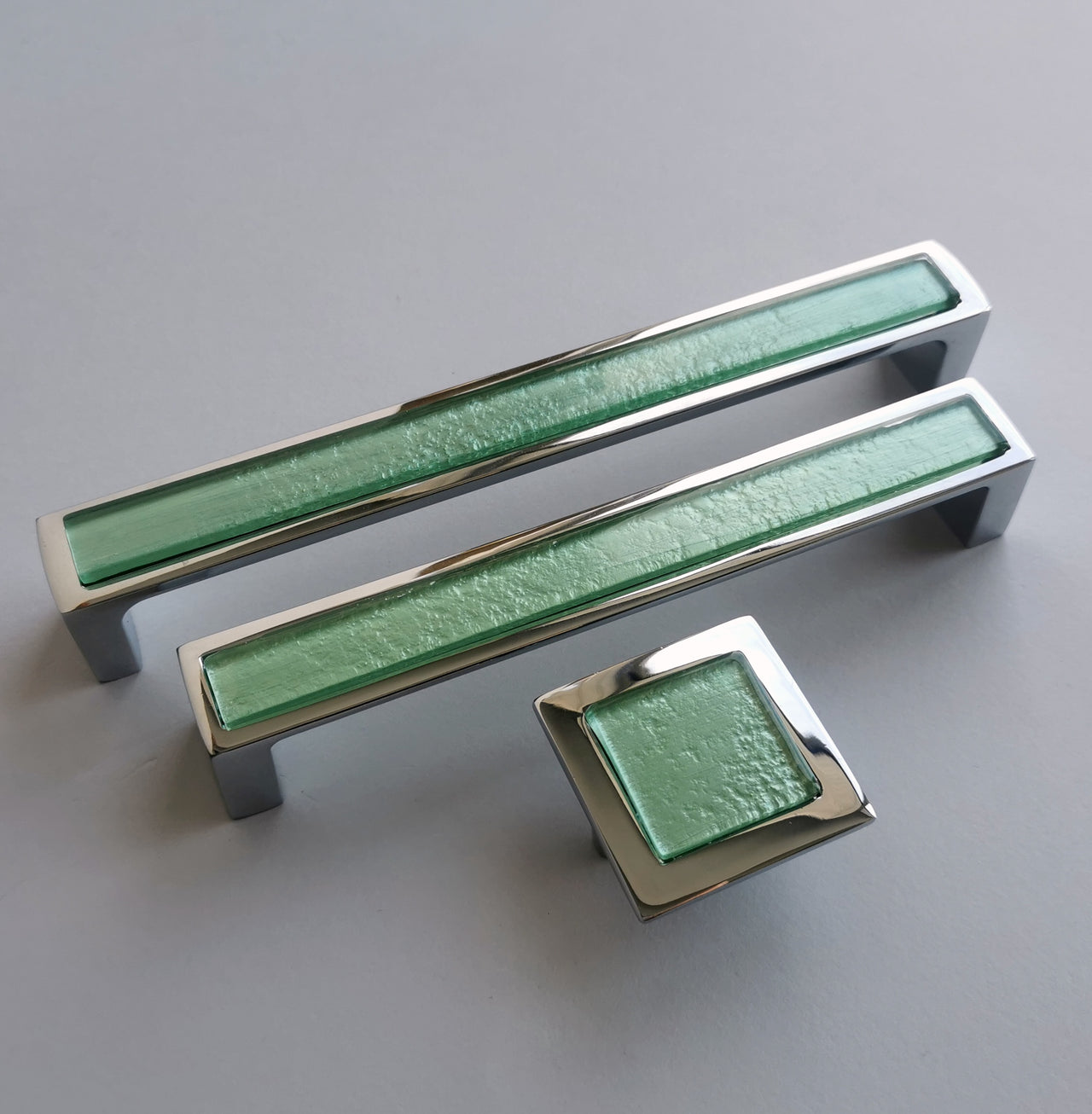 Modern Pale Mint Green Glass Pop-up Pull/Knob. Pop-up Glass Handles - 0042