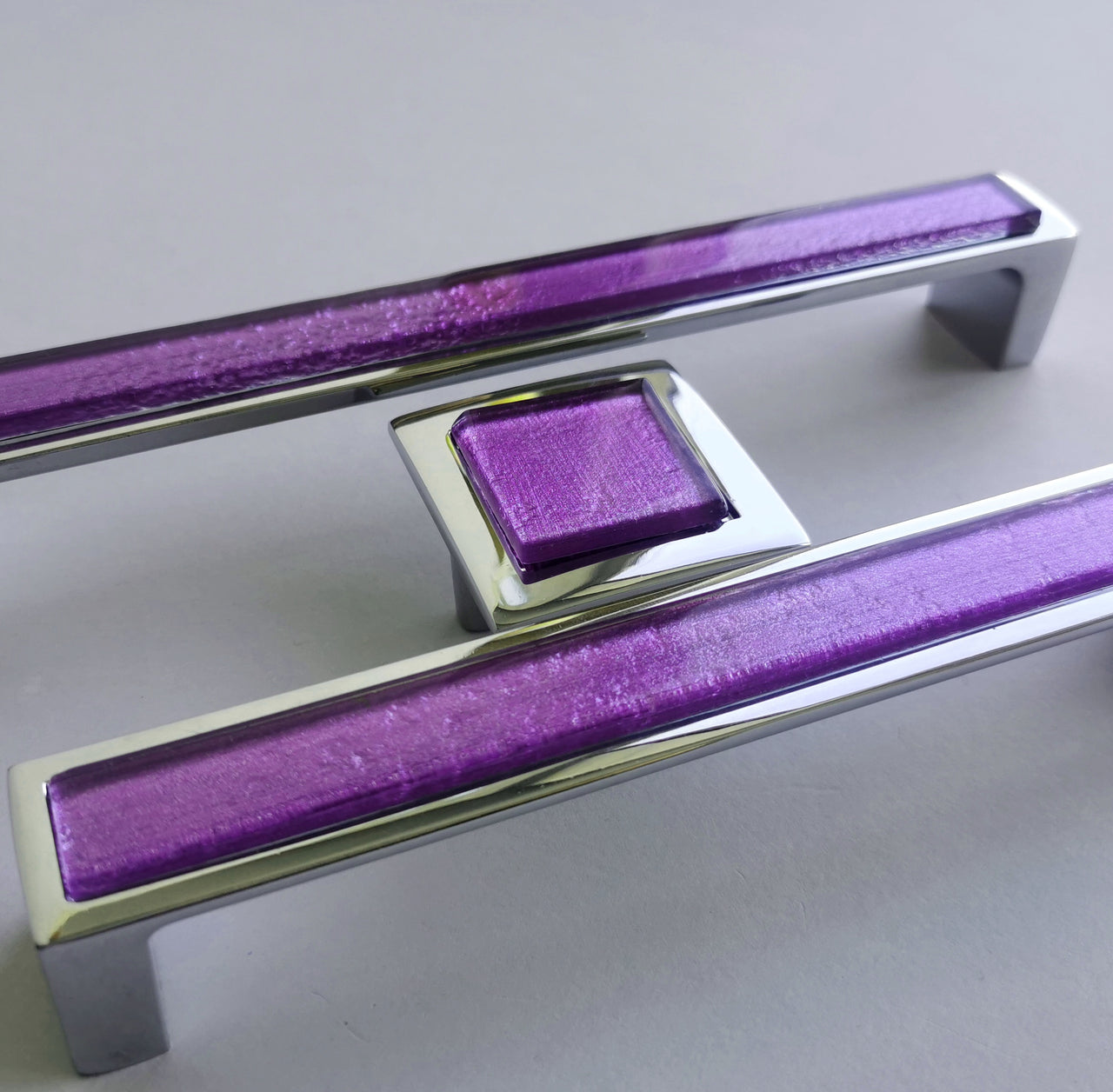 Modern Bright Purple Fused Glass Pop-up Pull/Knob. Pop-up Glass Handles - 0015