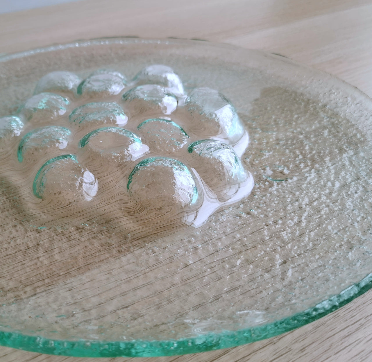 Minimalist Transparent Fused Glass Rocks Plate. Artistic Clear Glass Plate - 11 1/2" (30cm.)