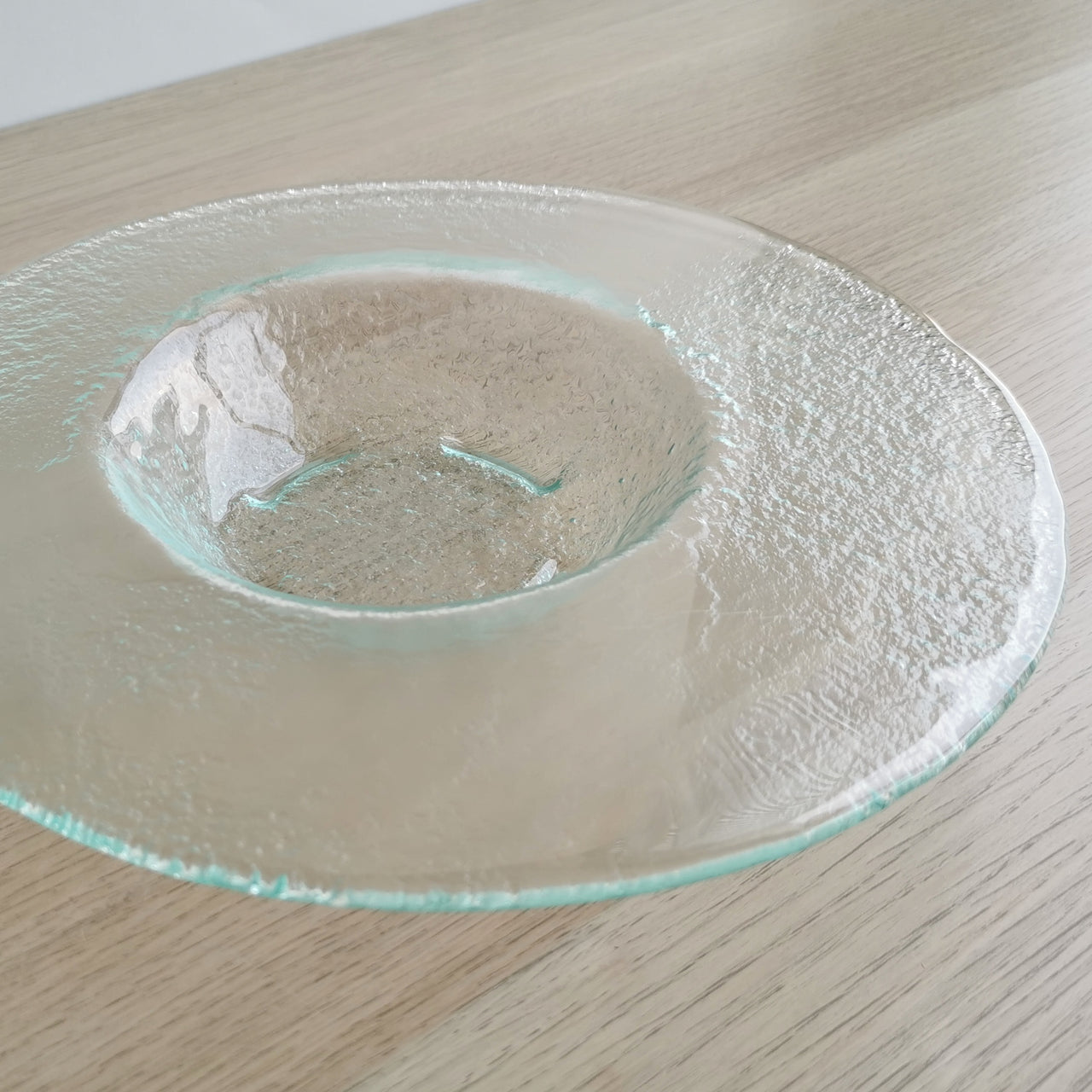 City Minimalist Transparent Glass Bowl. Transparent Glass Shifted Center Pasta Bowl - 10 5/8" (27cm.)