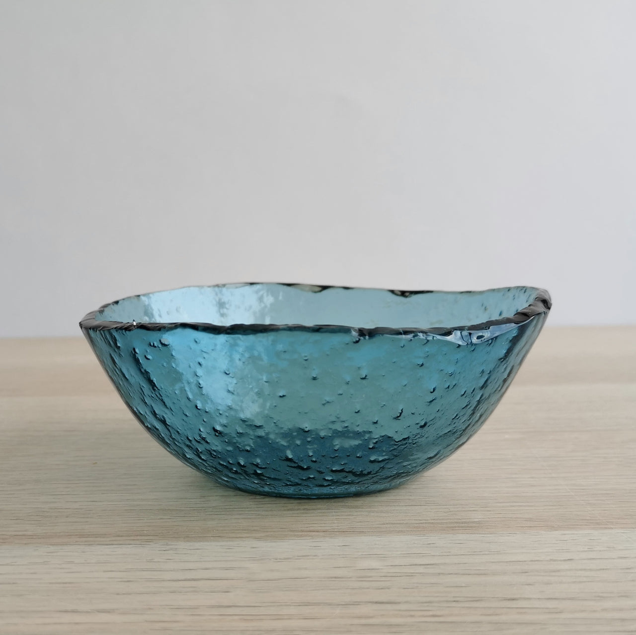 Vanilla Minimalist Blue Glass Bowl. Sky Blue Glass Cereal Bowl - 5 15/16" (15cm.)