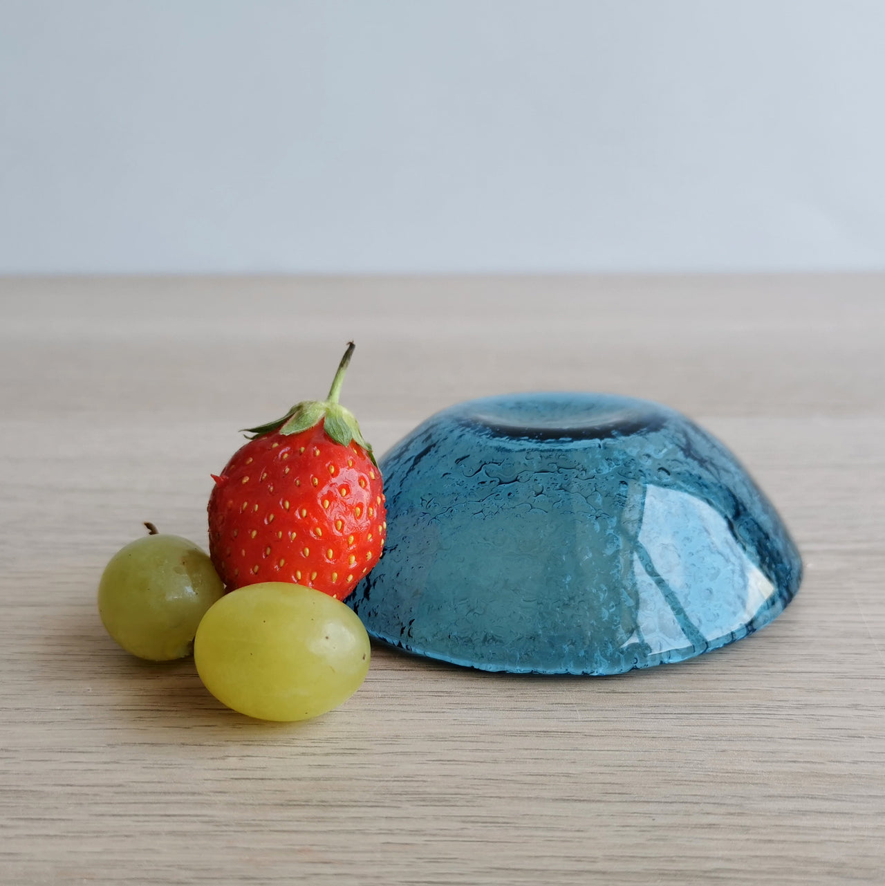 Merry Minimalist Sky Blue Glass Bowl. Small Blue Glass Soy Sauce Bowl - 3 1/8" (8cm.)