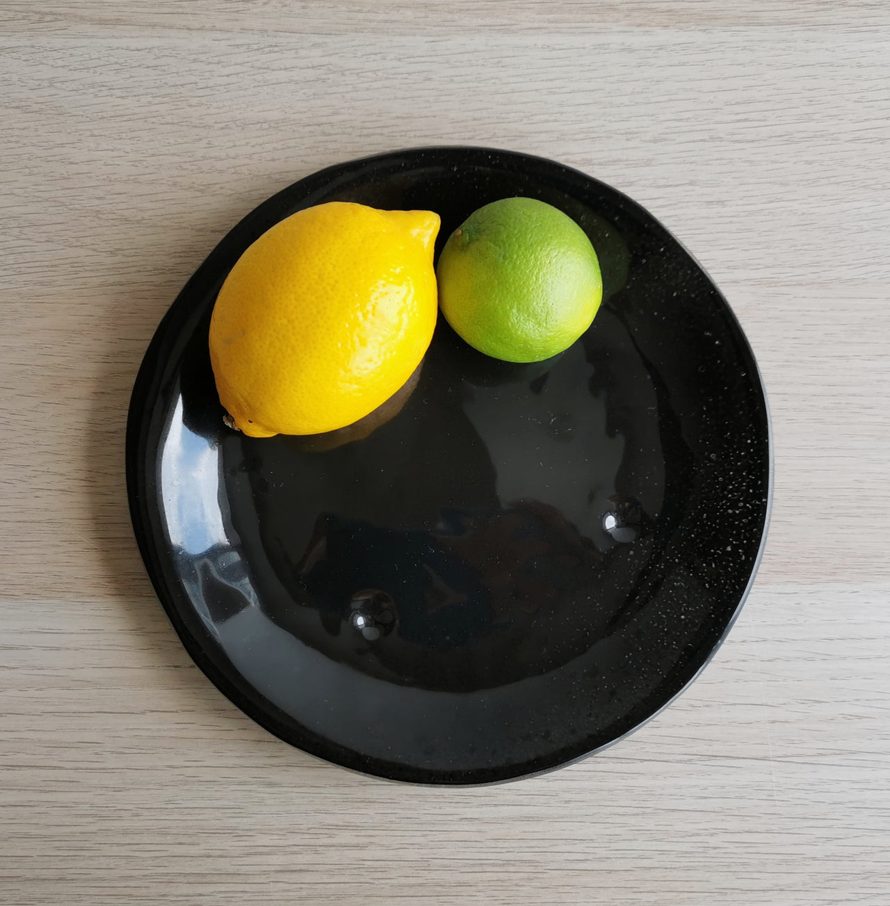 Merry Minimalist Black Glass Dessert Plate. Sky Black Glass Plate - 8 1/4" (21cm.)