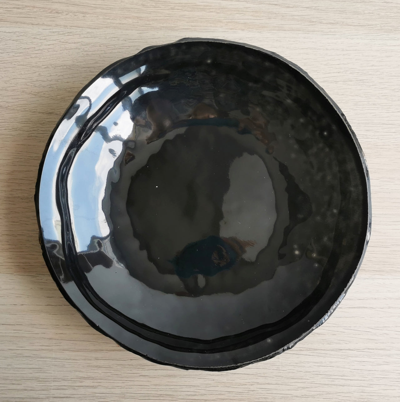 Merry Minimalist Black Glass Pasta Bowl. Black Glass Pasta Bowl - 9 1/4" (23,5cm.)
