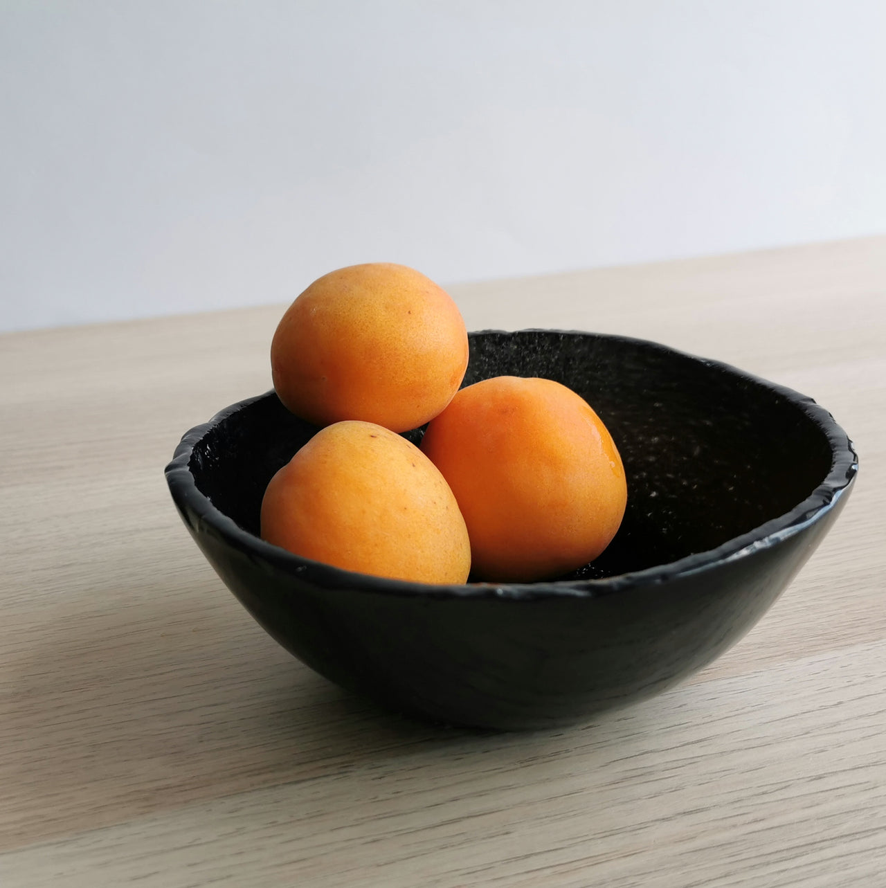 Vanilla Minimalist Black Glass Bowl. Black Glass Cereal Bowl - 5 15/16" (15cm.)