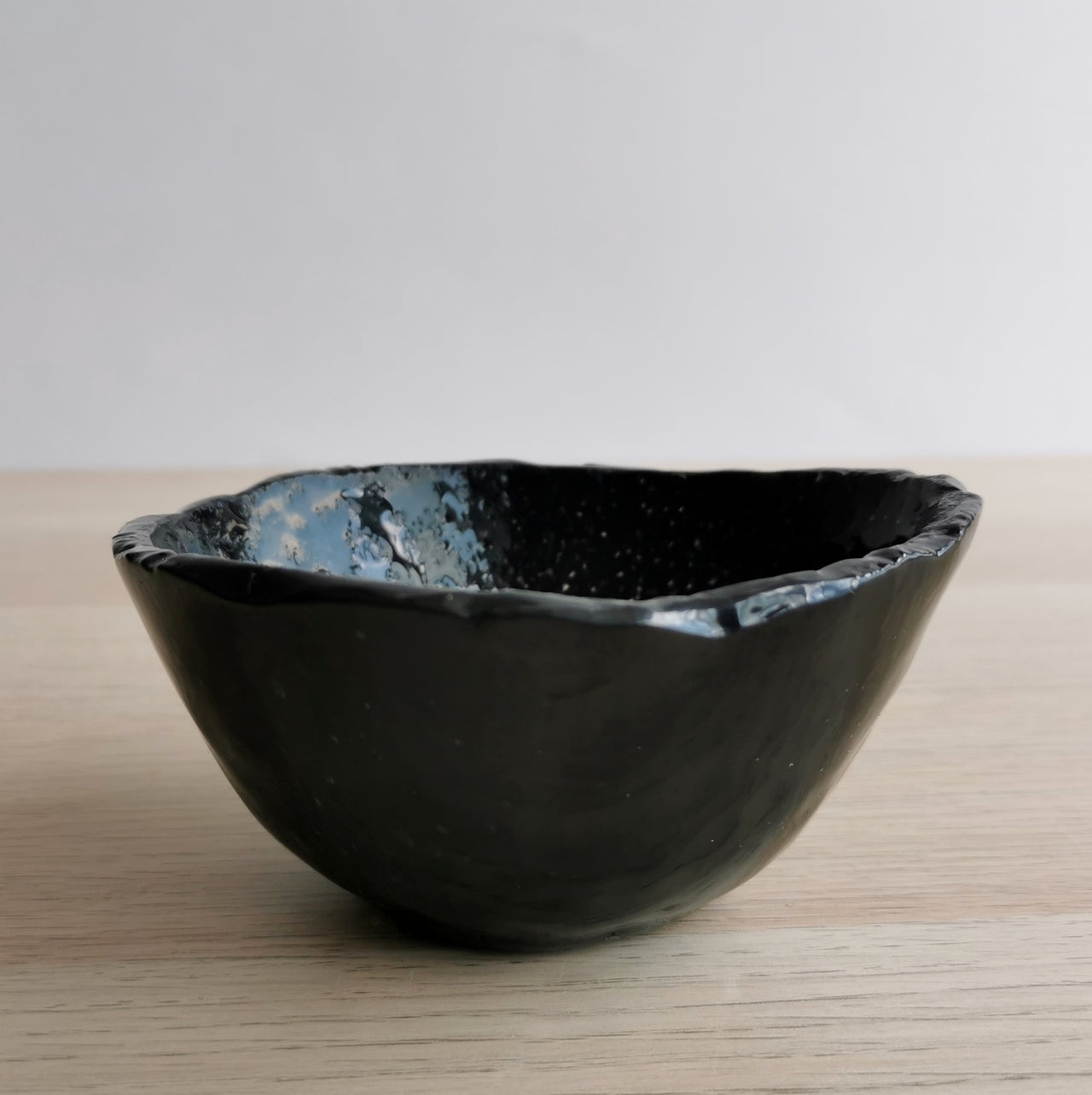 Vanilla Minimalist Black Glass Bowl. Small Black Glass Ice-Cream Bowl - 4 15/16" (12,5cm.)