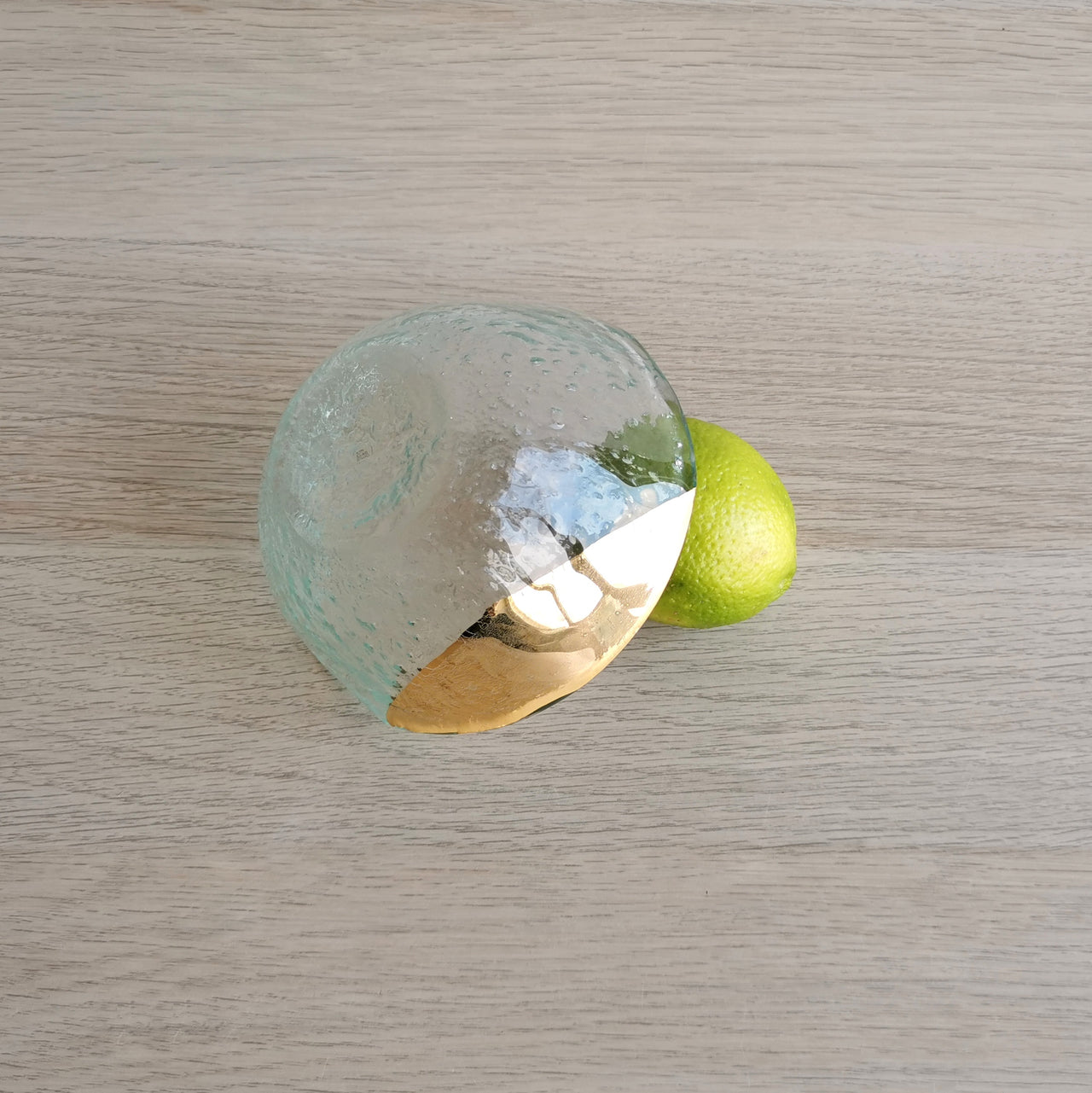 Vanilla Minimalist Transparent&Gold Glass Bowl. Small Transparent&Gold Glass Ice-Cream Bowl - 4 15/16" (12,5cm.)